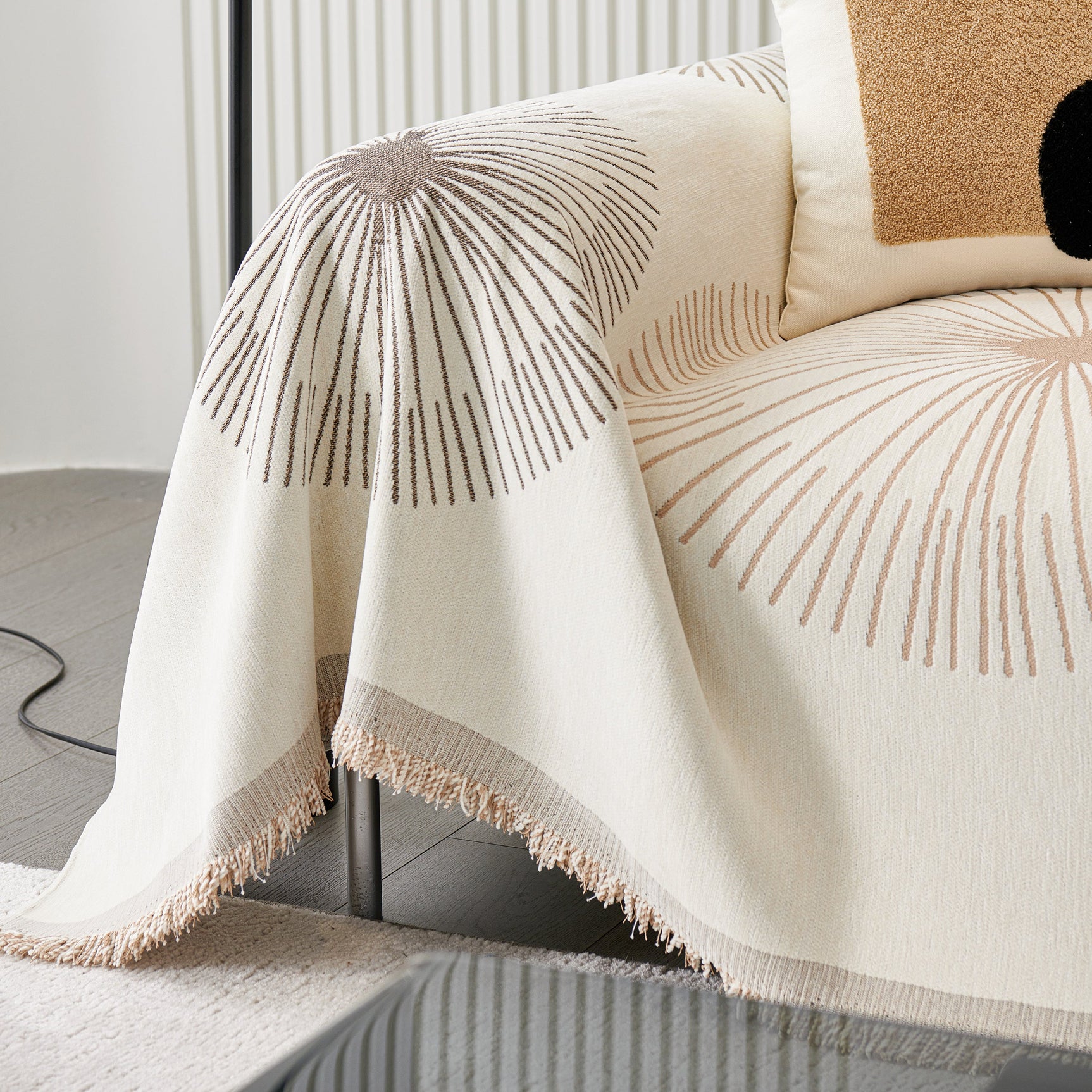 Dandelion Reversible Striped Couch Throw Cover for Living Room Pet Sofa Slipcovers Couch Protector