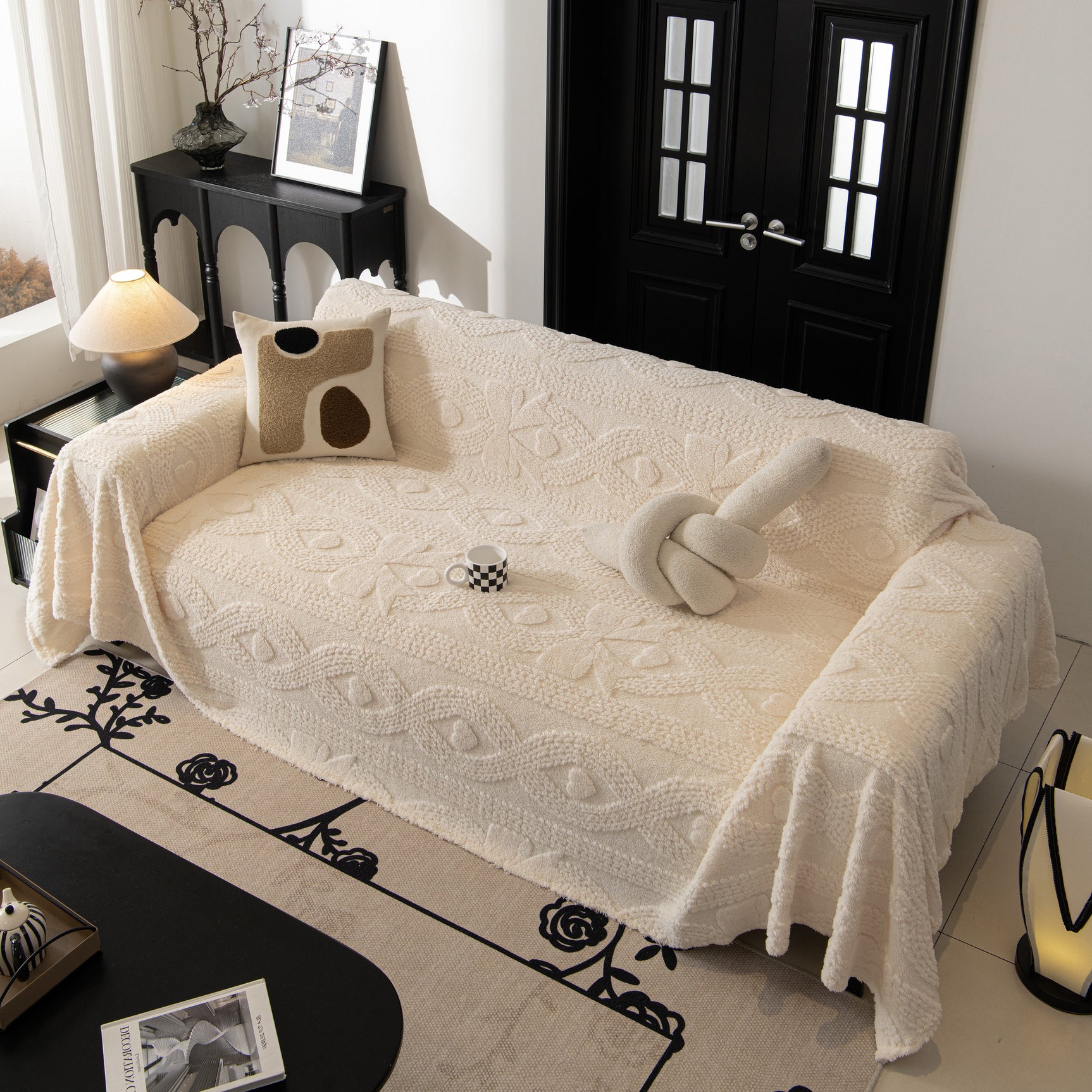 Soft Plush Fleece Throw Blanket for Couch Solid Cute Warm Couch Cover Blanket for Winter