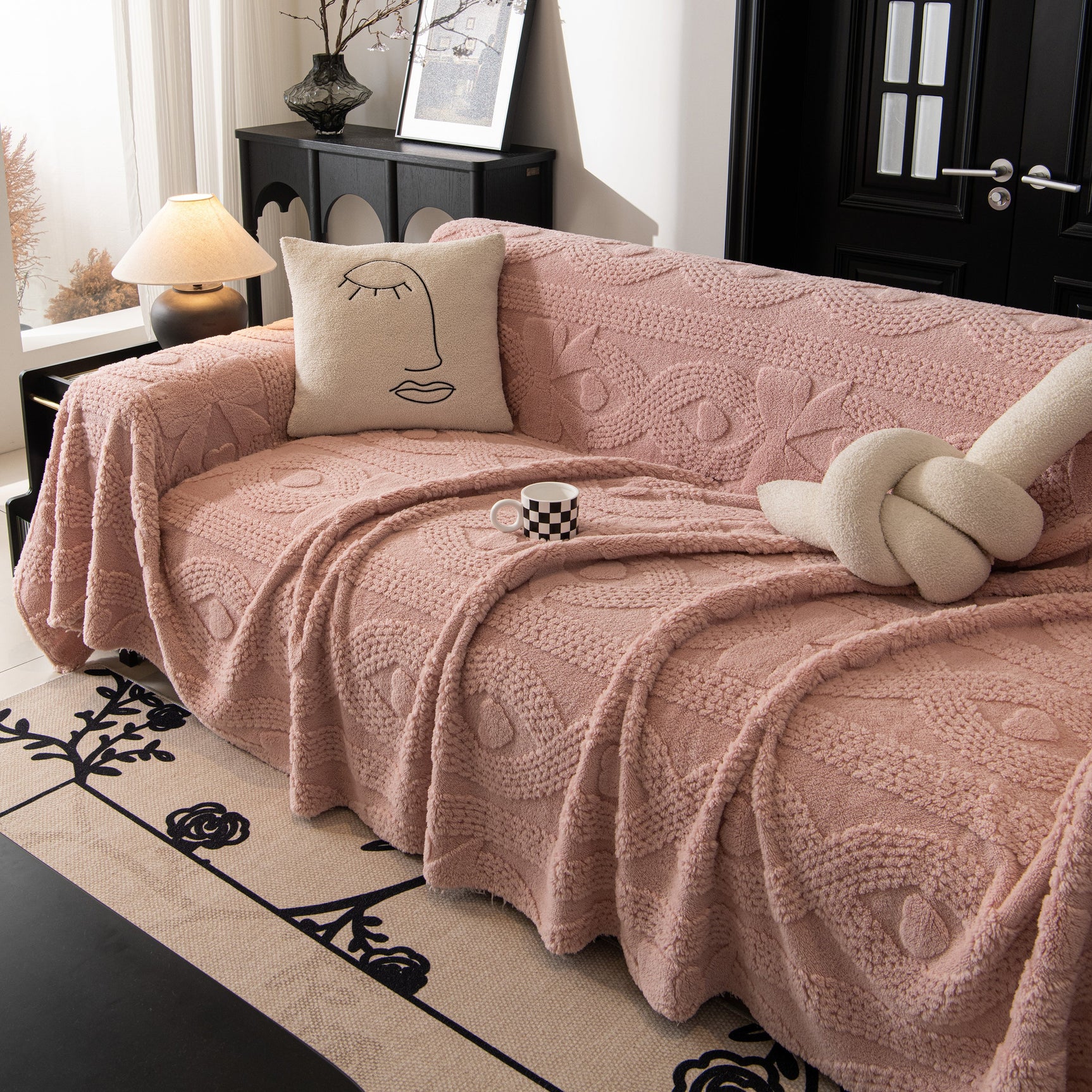 Soft Plush Fleece Throw Blanket for Couch Solid Cute Warm Couch Cover Blanket for Winter