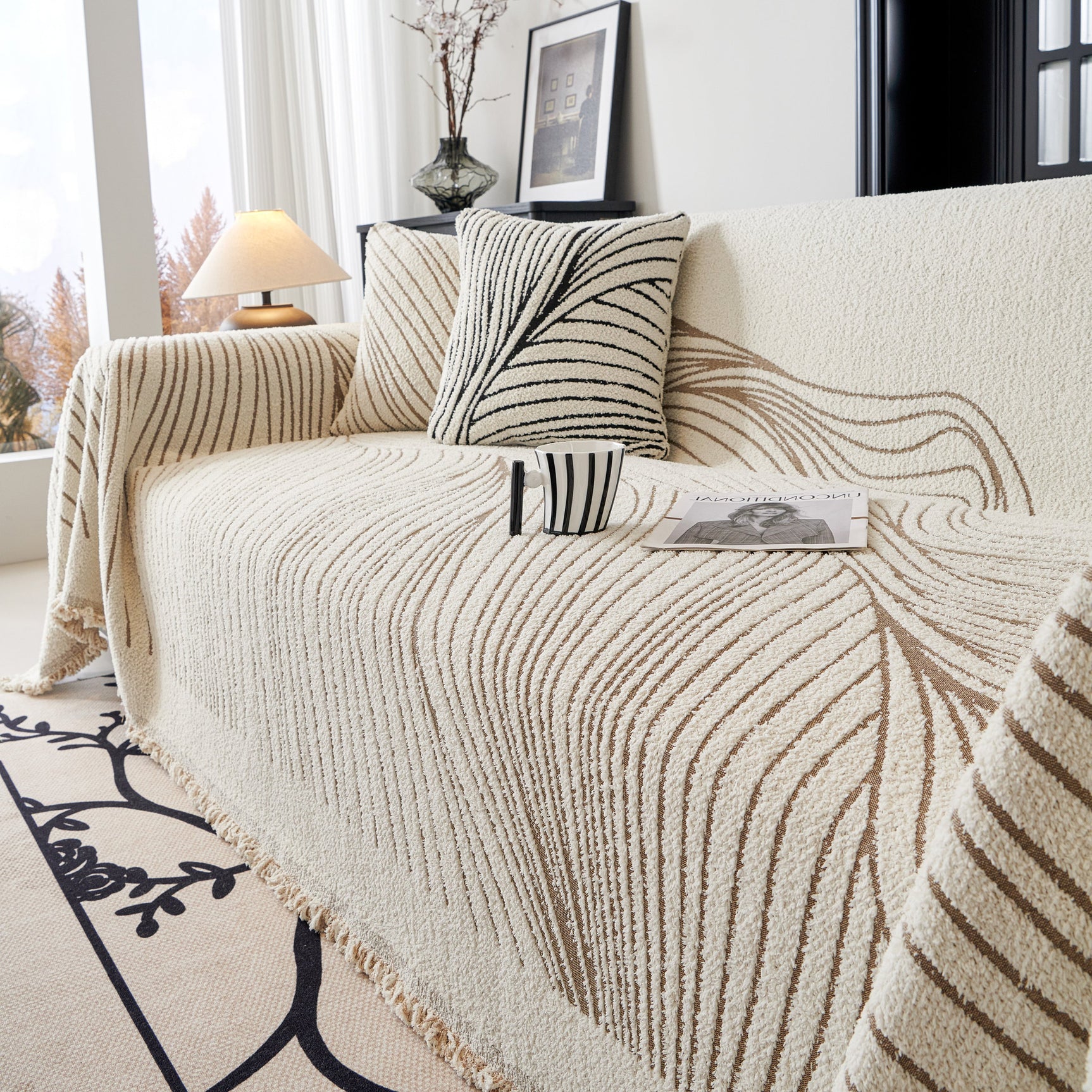 Cozy Striped Sofa Throw Blanket L Shaped Sectional Couch Covers Luxury Throws for Sofas