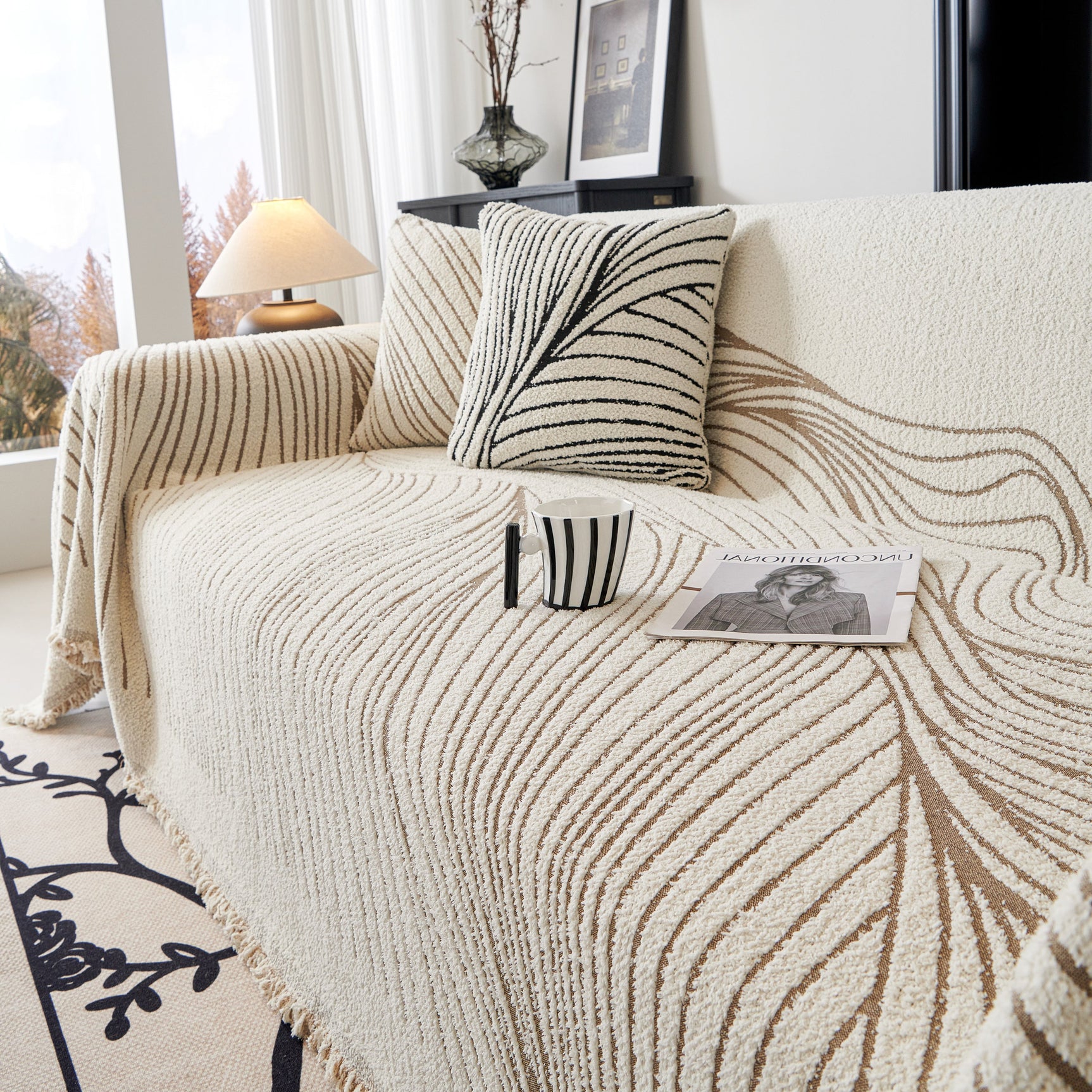 Cozy Striped Sofa Throw Blanket L Shaped Sectional Couch Covers Luxury Throws for Sofas