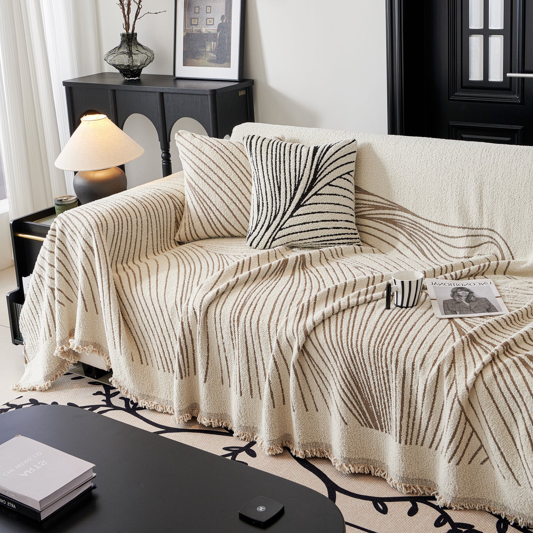 Cozy Striped Sofa Throw Blanket L Shaped Sectional Couch Covers Luxury Throws for Sofas