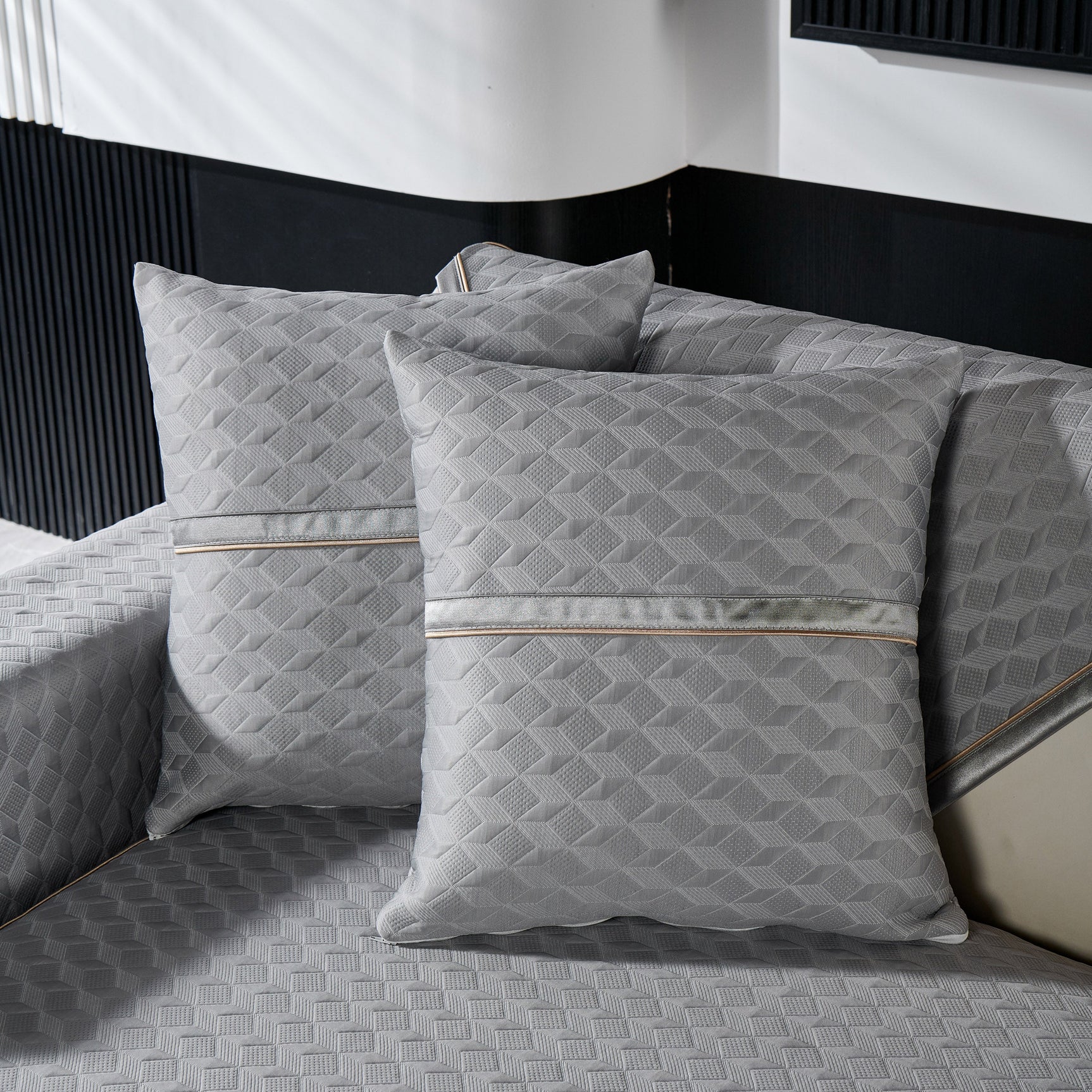 Geometric 3D Sofa Cover, Non-Slip Couch Protector for Seat, Backrest & Armrest