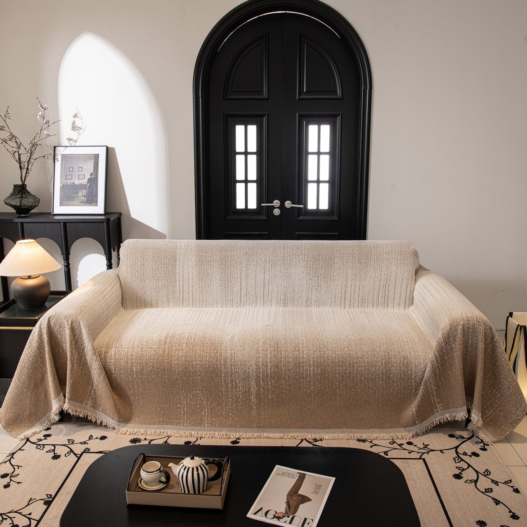 Modern Textured Sofa Cover Blanket, Tightly Woven Pet Sofa Throw for Sectional Couches