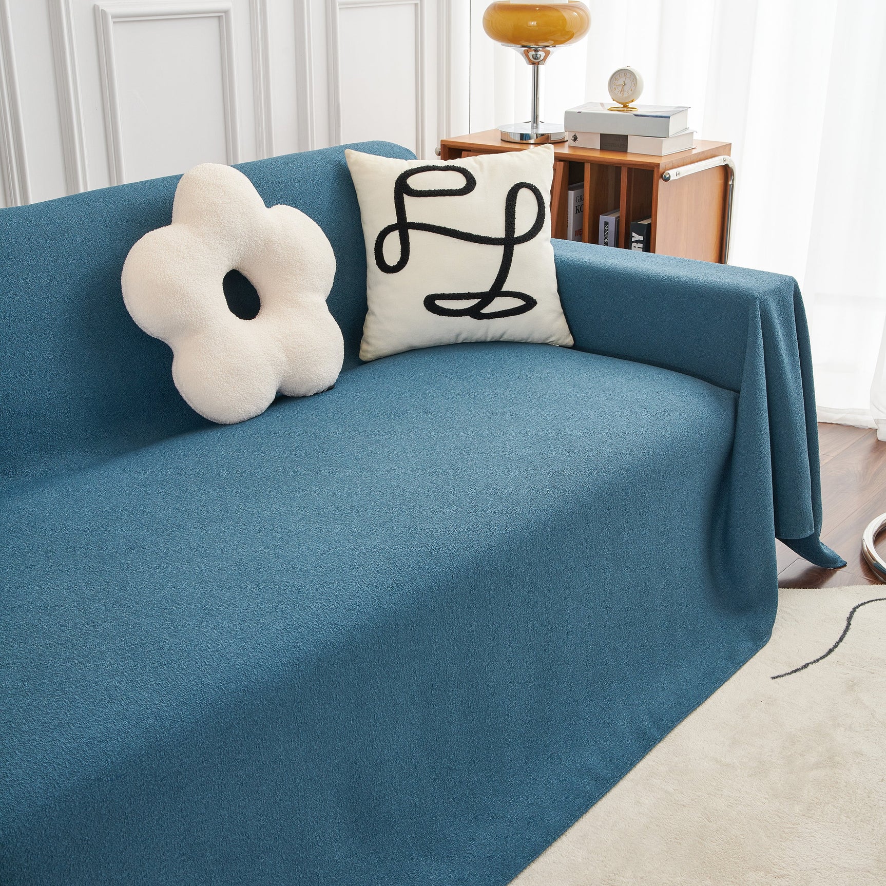 Teddy Throw Blanket and Stylish Slipcover for Couch, Waterproof Sofa Cover for Pets