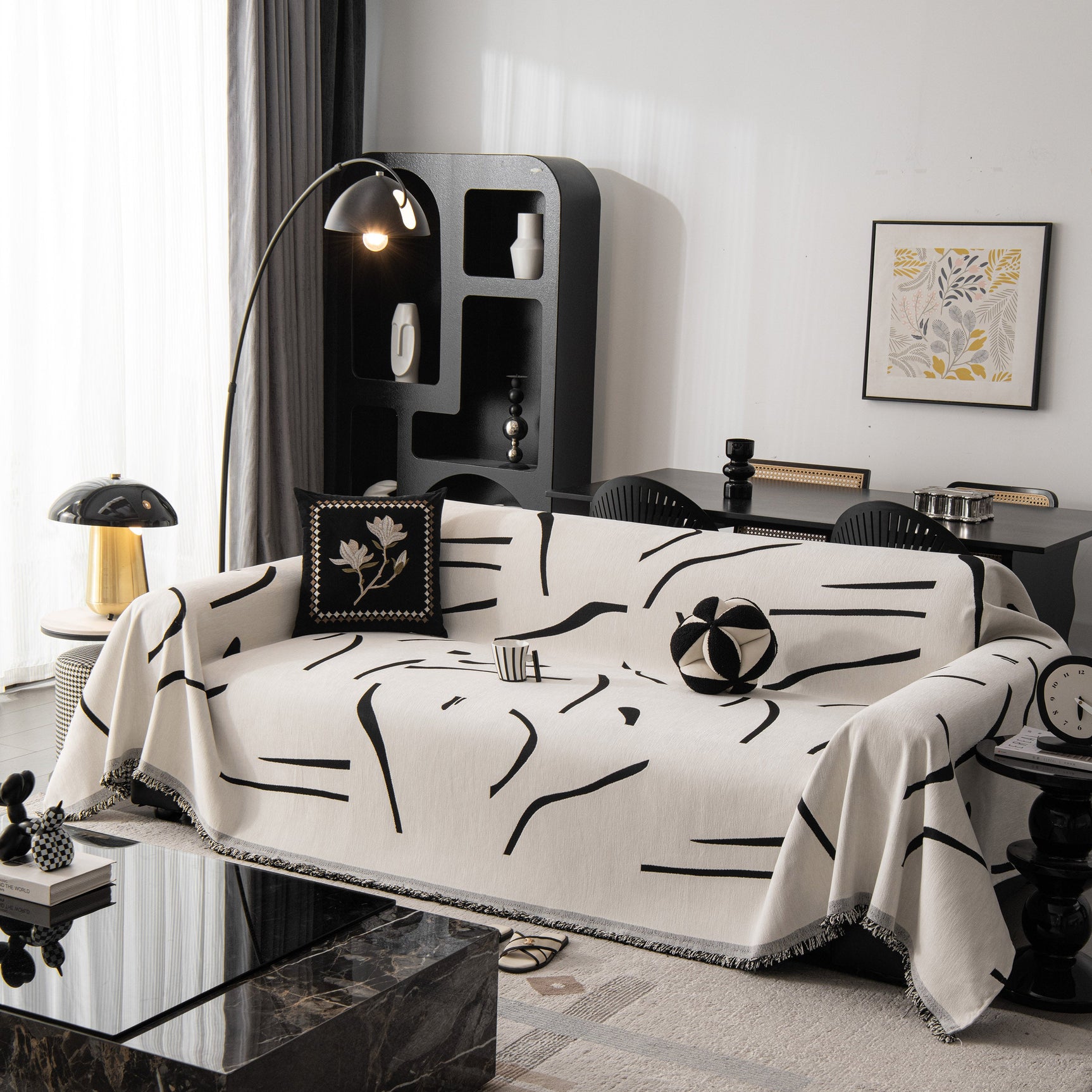 Modern Abstract Couch Cover Blanket, Decor Furniture Protector for Sectional Sofa