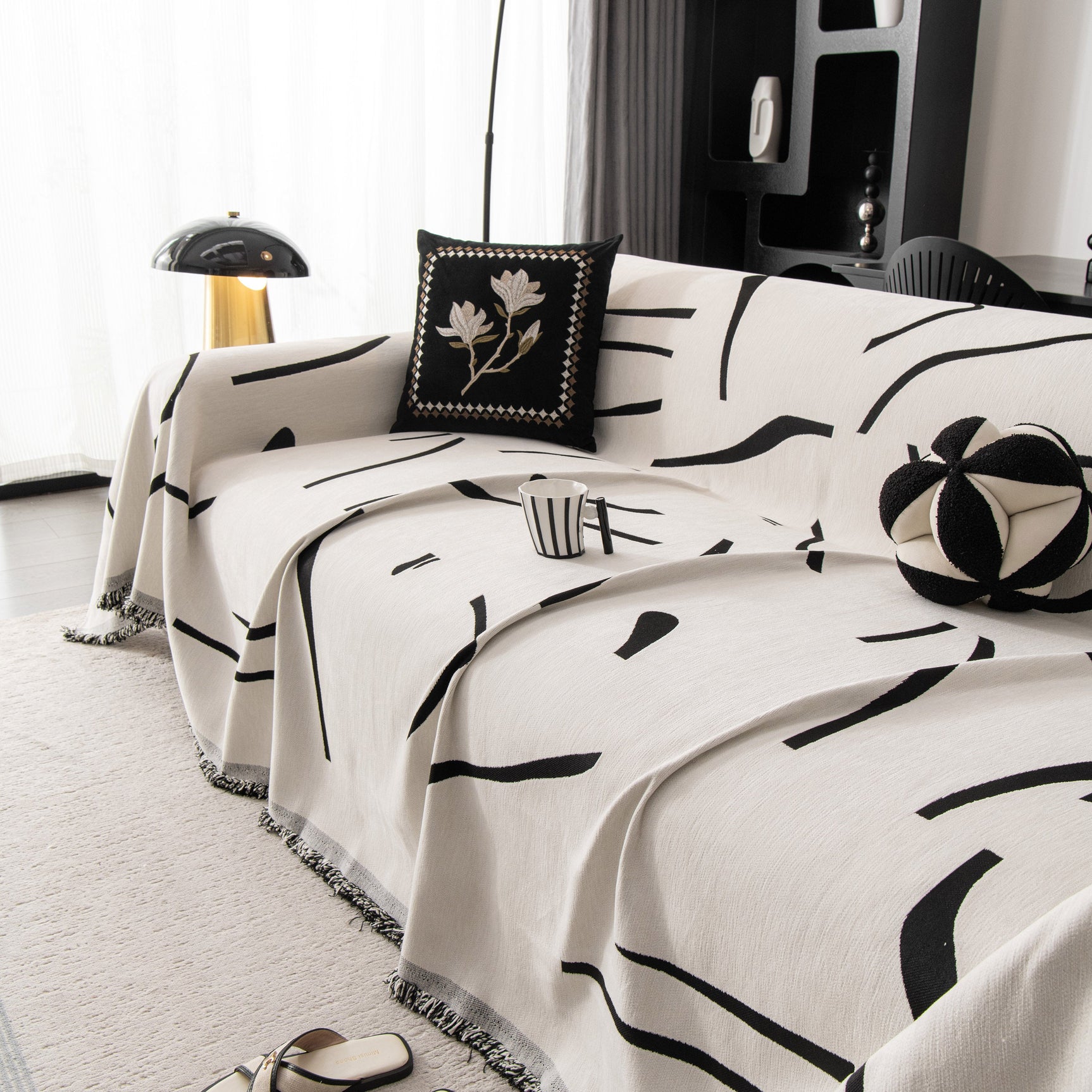 Modern Abstract Couch Cover Blanket, Decor Furniture Protector for Sectional Sofa
