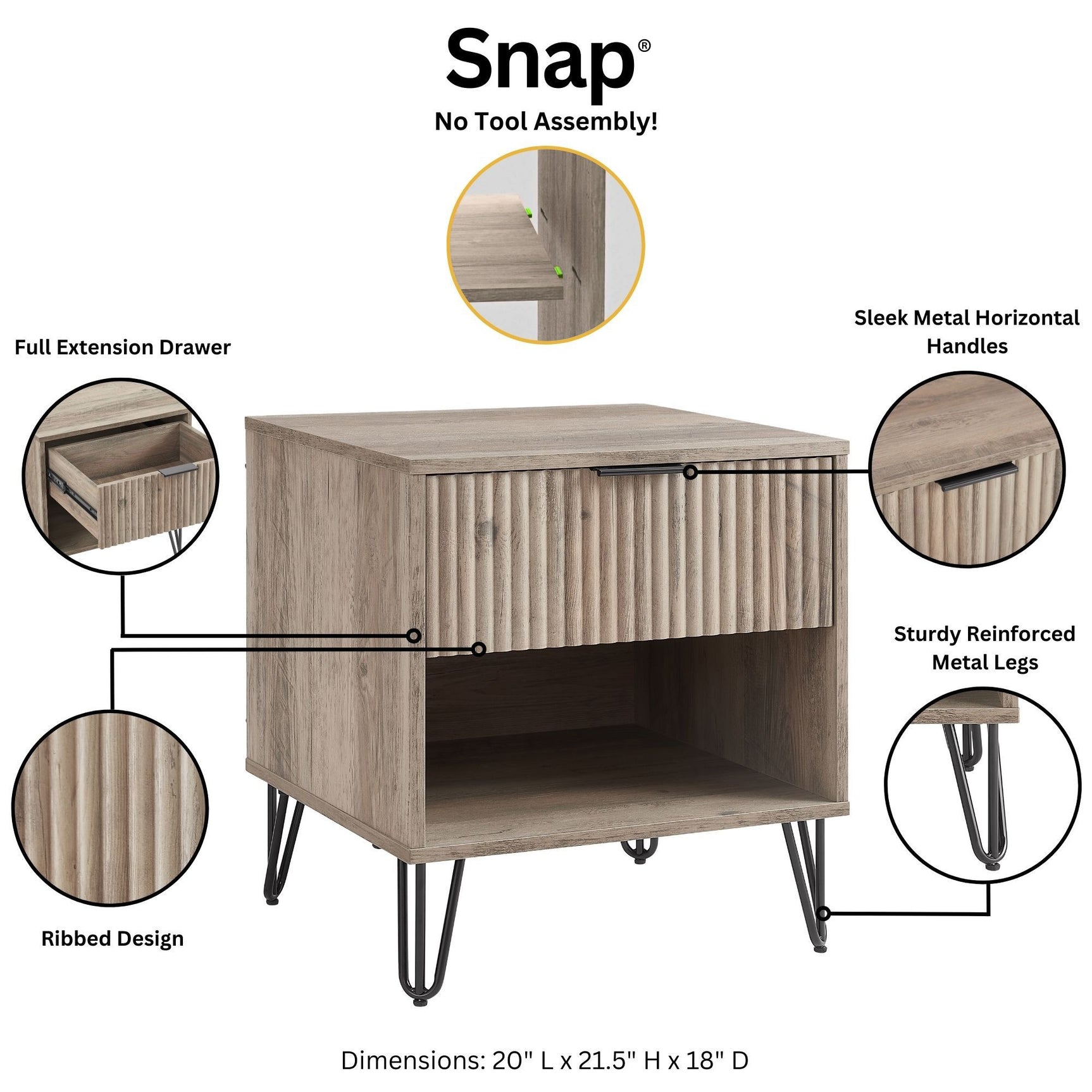 DUMBO 1.0 Nightstand in Rustic Grey (set of 2) - Ornate Home