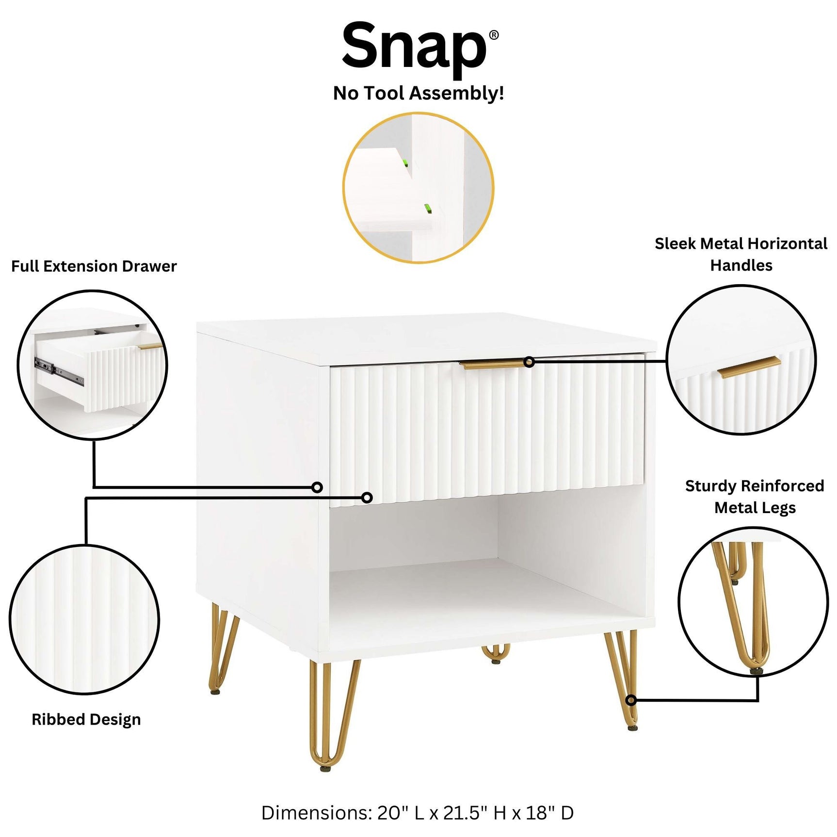 DUMBO 1.0 Nightstand in White - Ornate Home