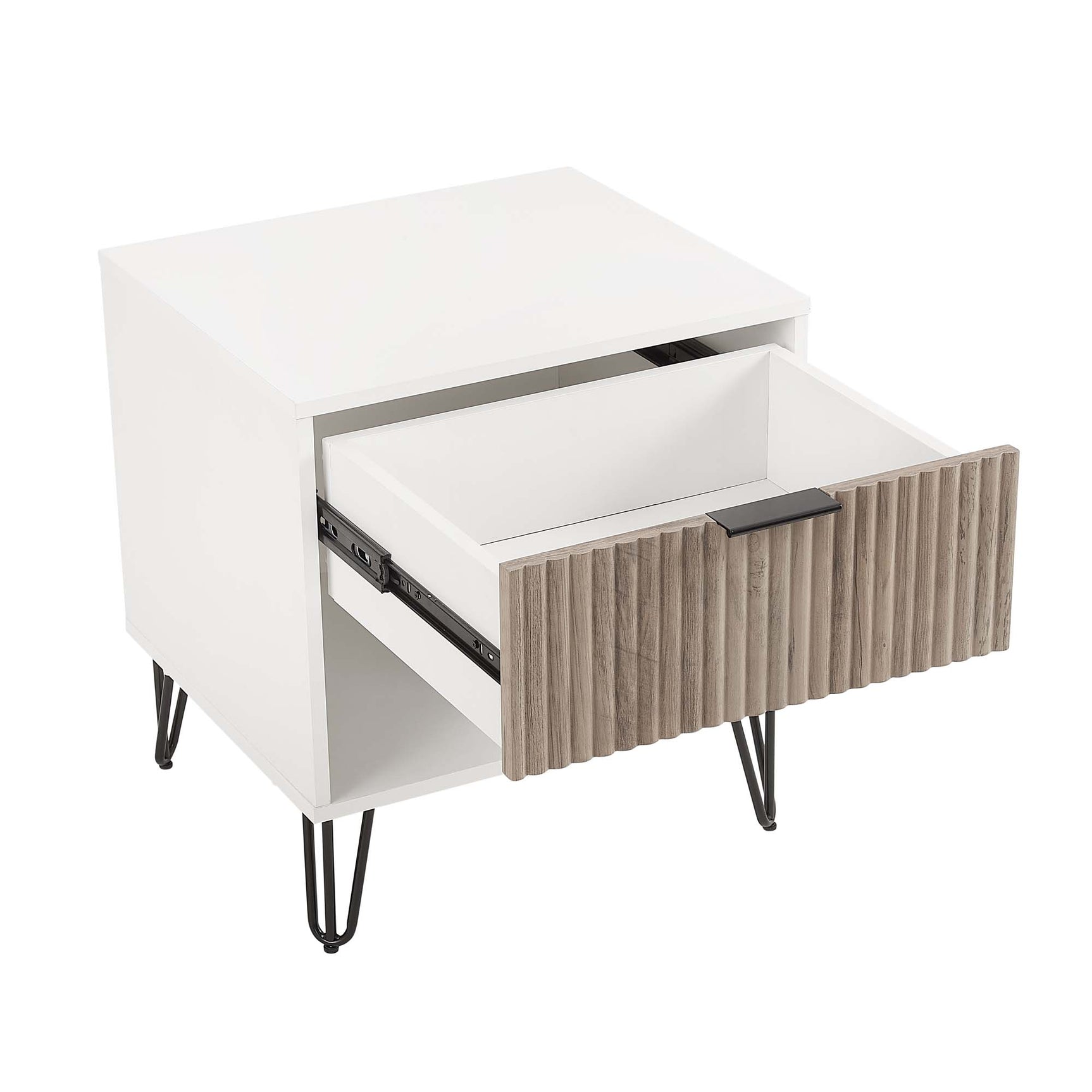 DUMBO 1.0 Nightstand in White and Rustic Grey (set of 2) - Ornate Home