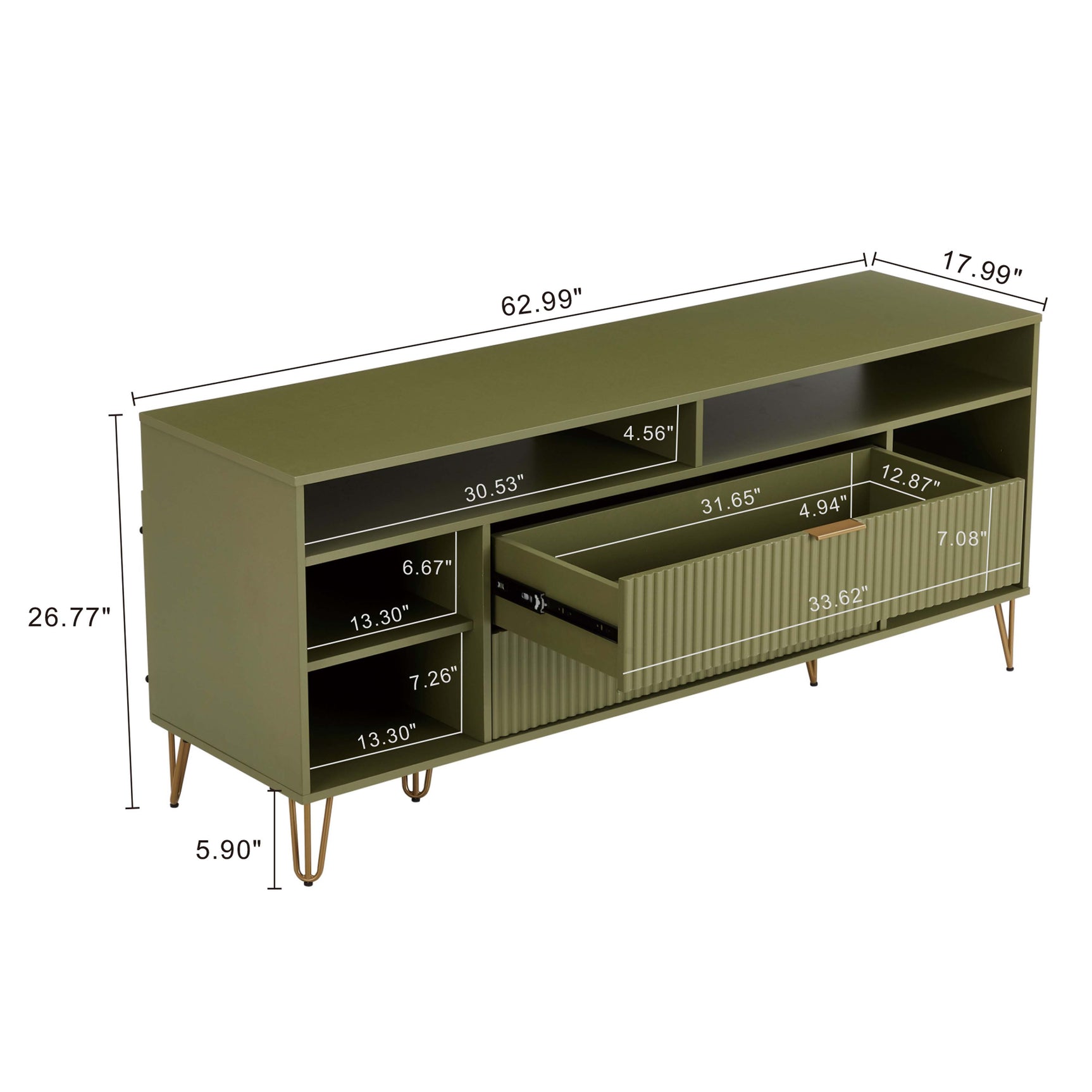 DUMBO 63" TV Stand in Olive Green - Ornate Home