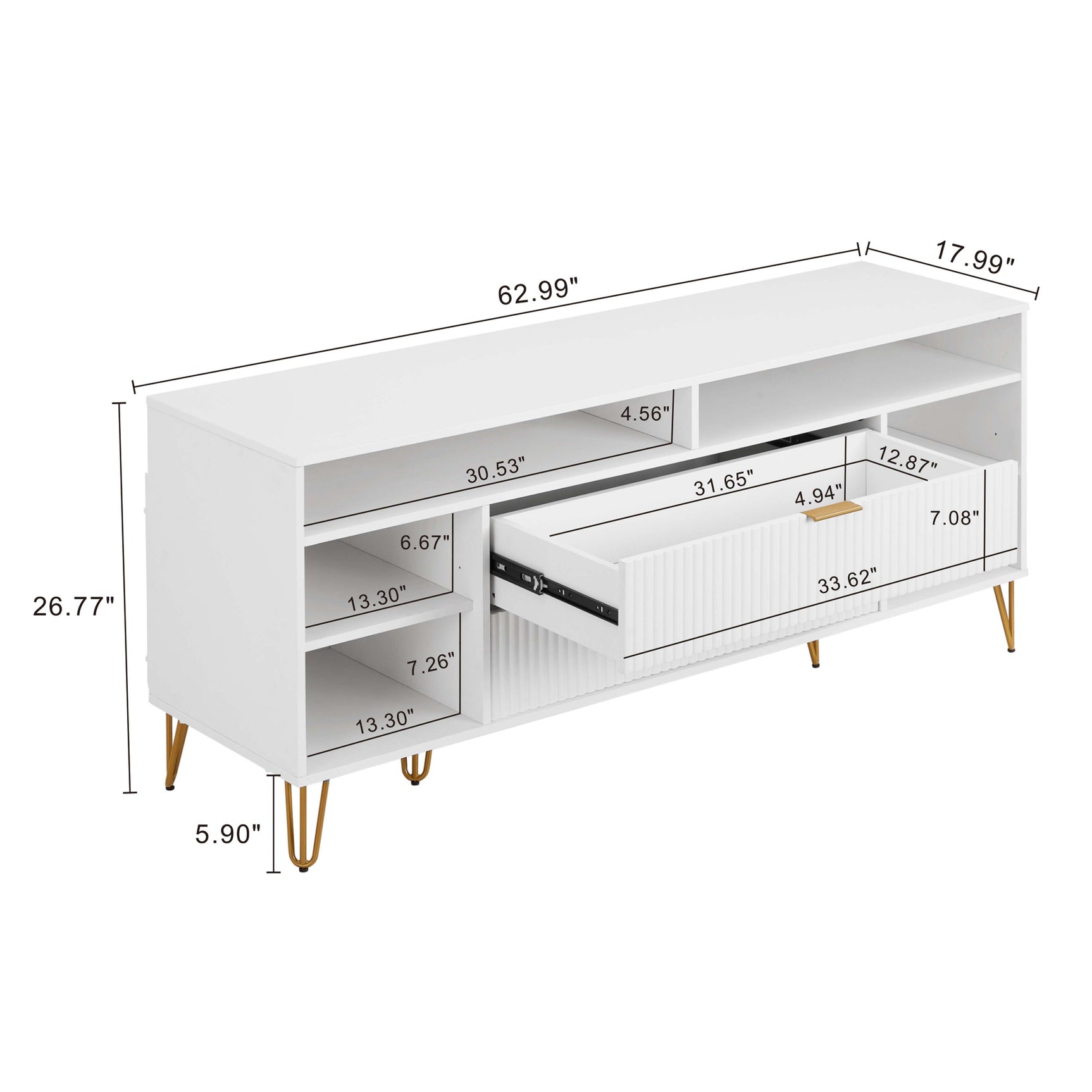 DUMBO 63" TV Stand in White - Ornate Home