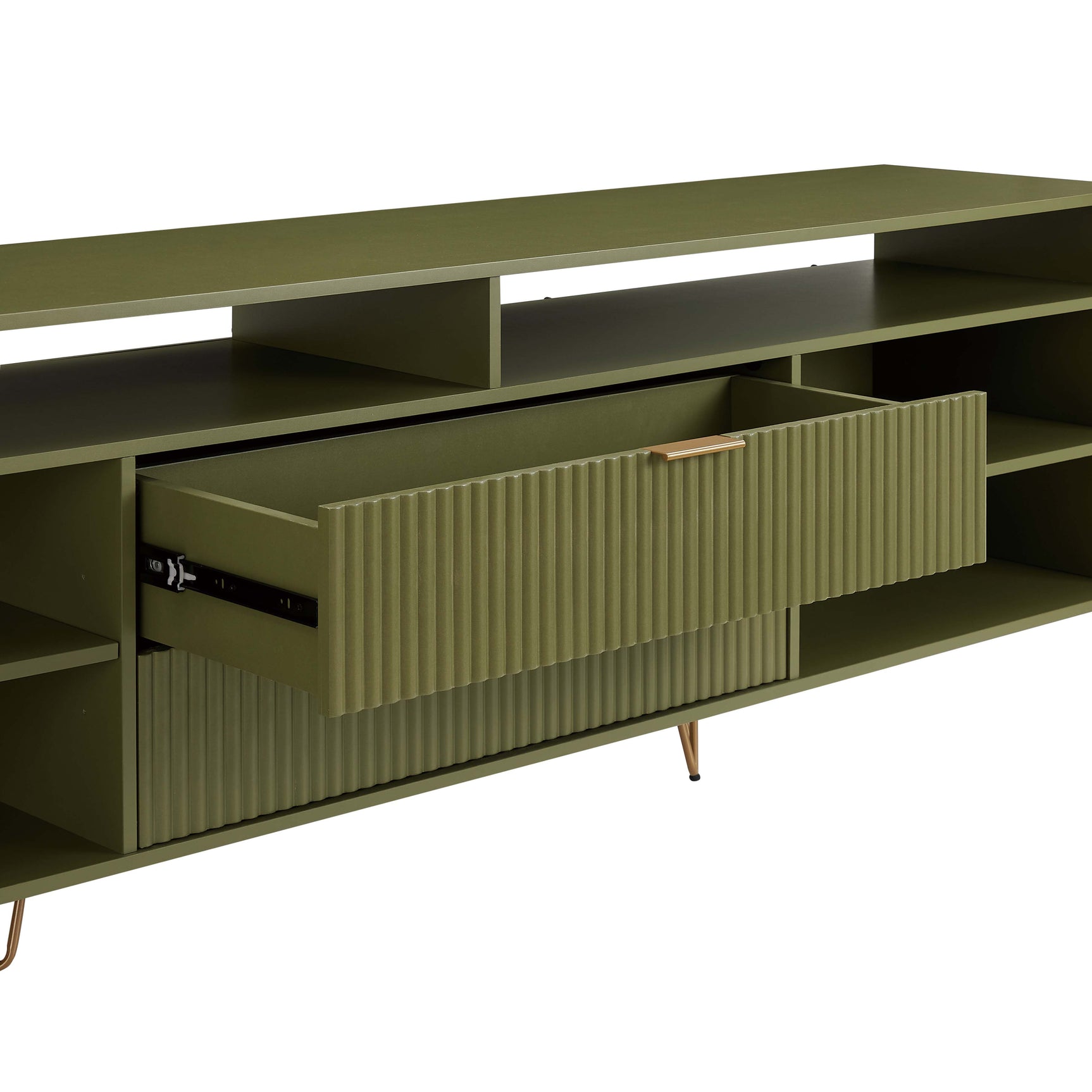 DUMBO 85" TV Stand in Olive Green - Ornate Home