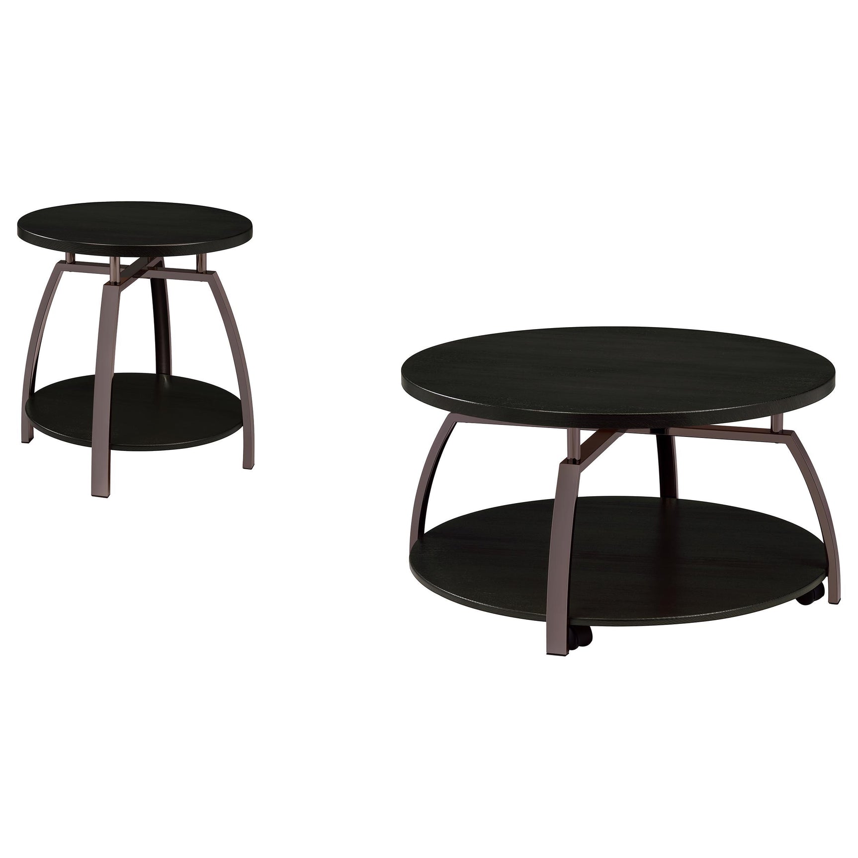 Dacre Dark Charcoal 2-piece Round Coffee and End Table Set - Ornate Home