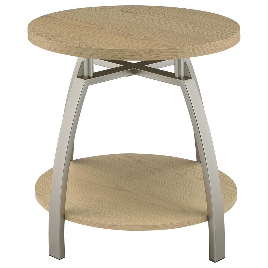 Dacre Greige 2-piece Round Coffee and End Table Set - Ornate Home