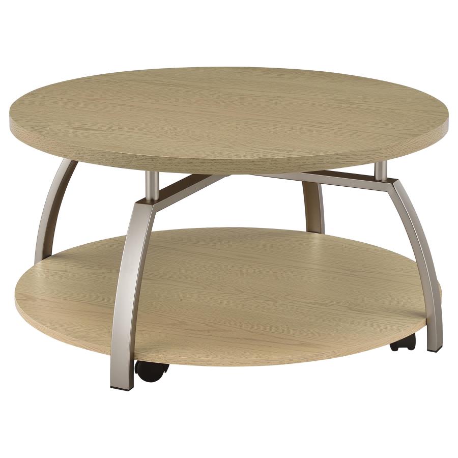 Dacre Greige Round Engineered Wood Top Coffee Table - Ornate Home