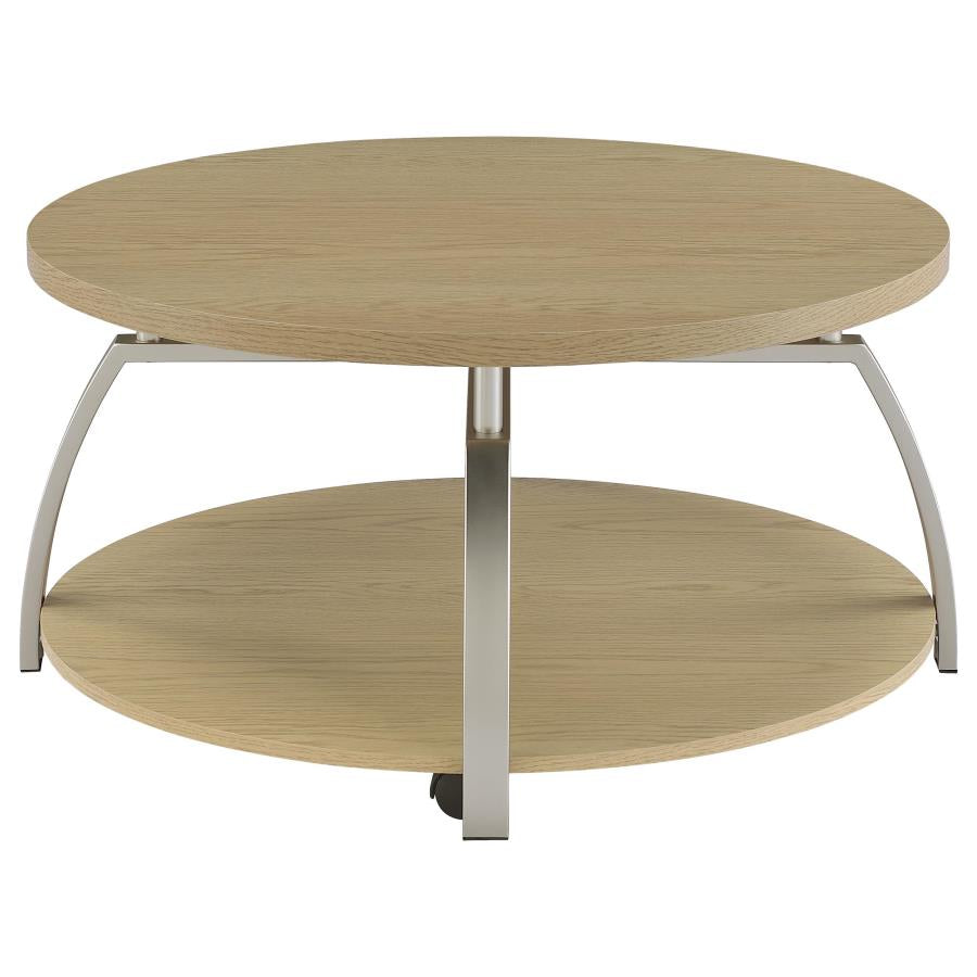 Dacre Greige Round Engineered Wood Top Coffee Table - Ornate Home