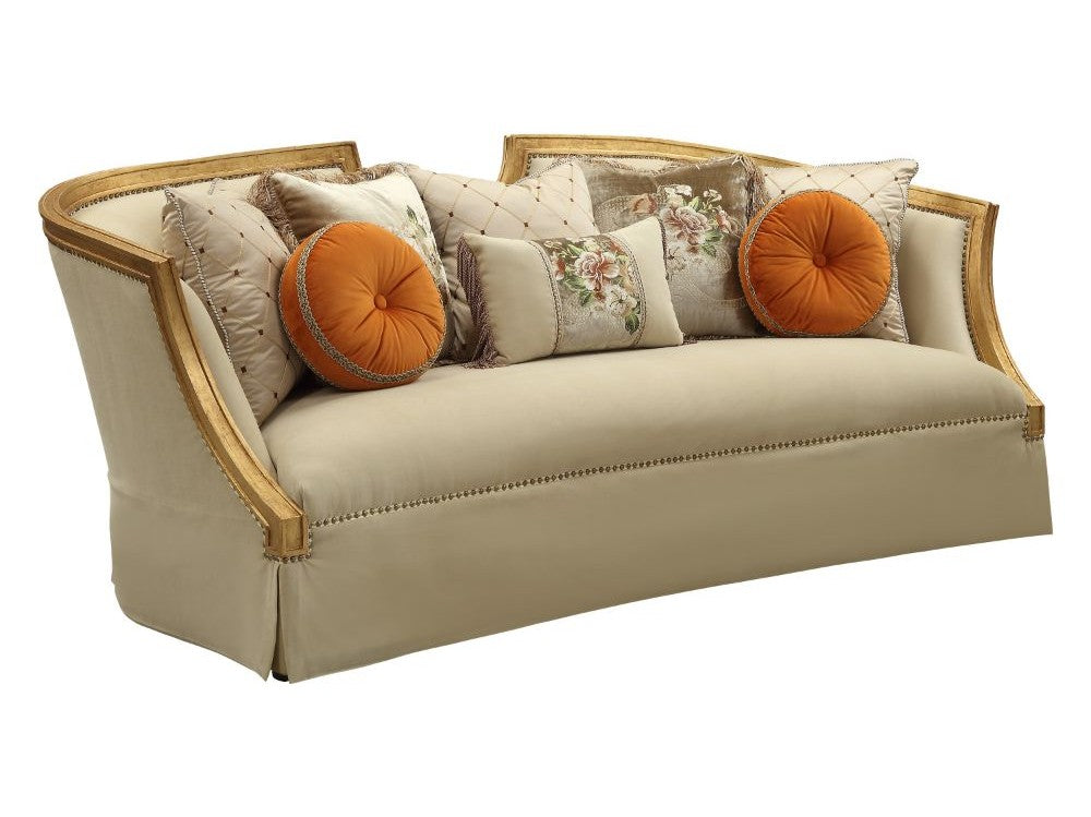 Daesha Sofa in Tan Flannel & Antique Gold - Ornate Home