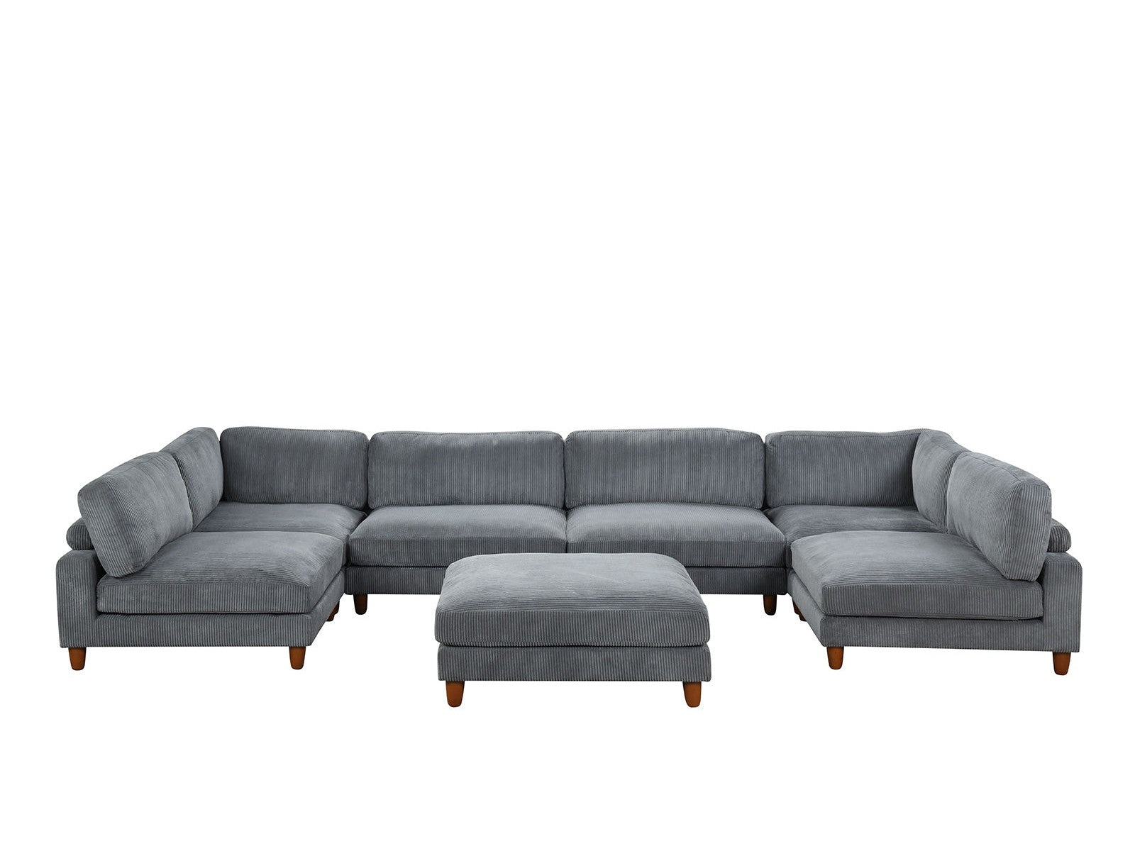 Dagenham Gray Sectional 6 Piece With Ottoman - Ornate Home