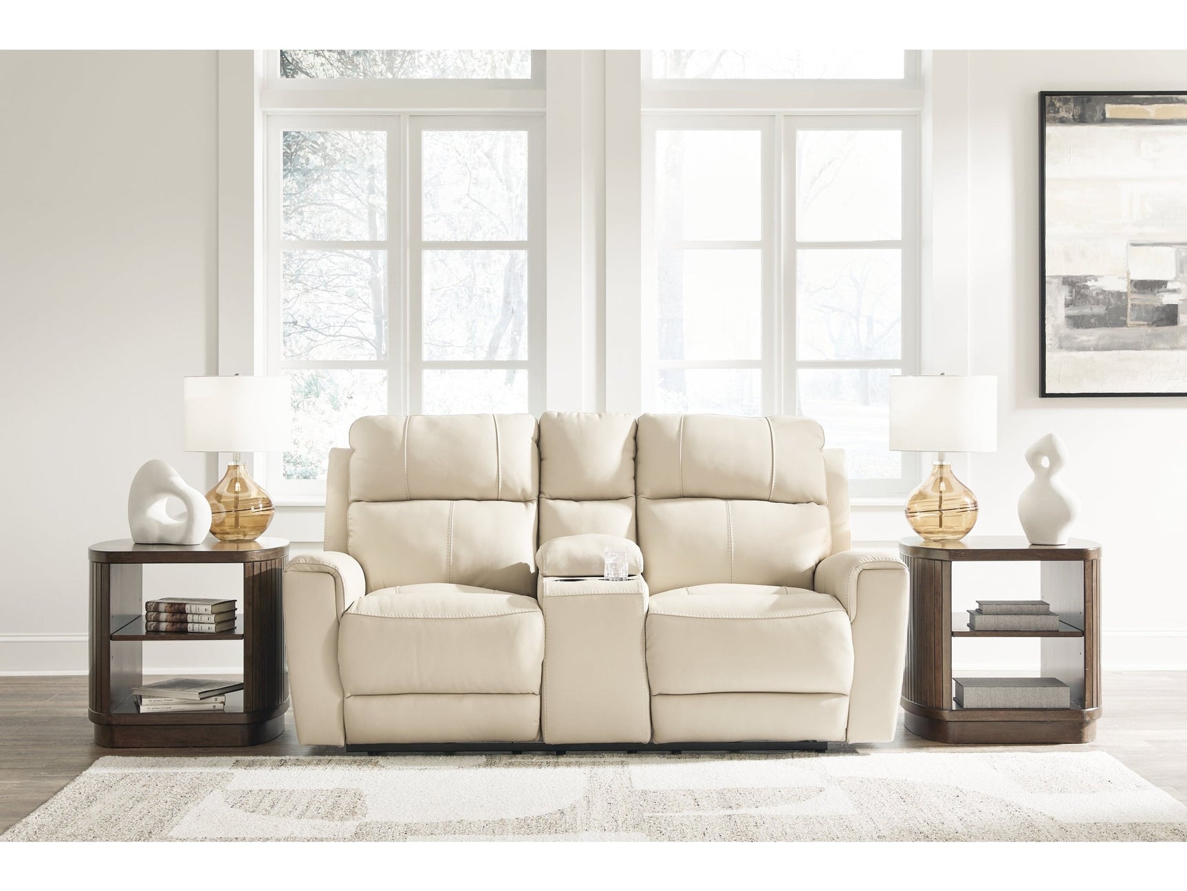 Dahlmoore Almond Power Loveseat w/Console (Online Special Price) - Ornate Home