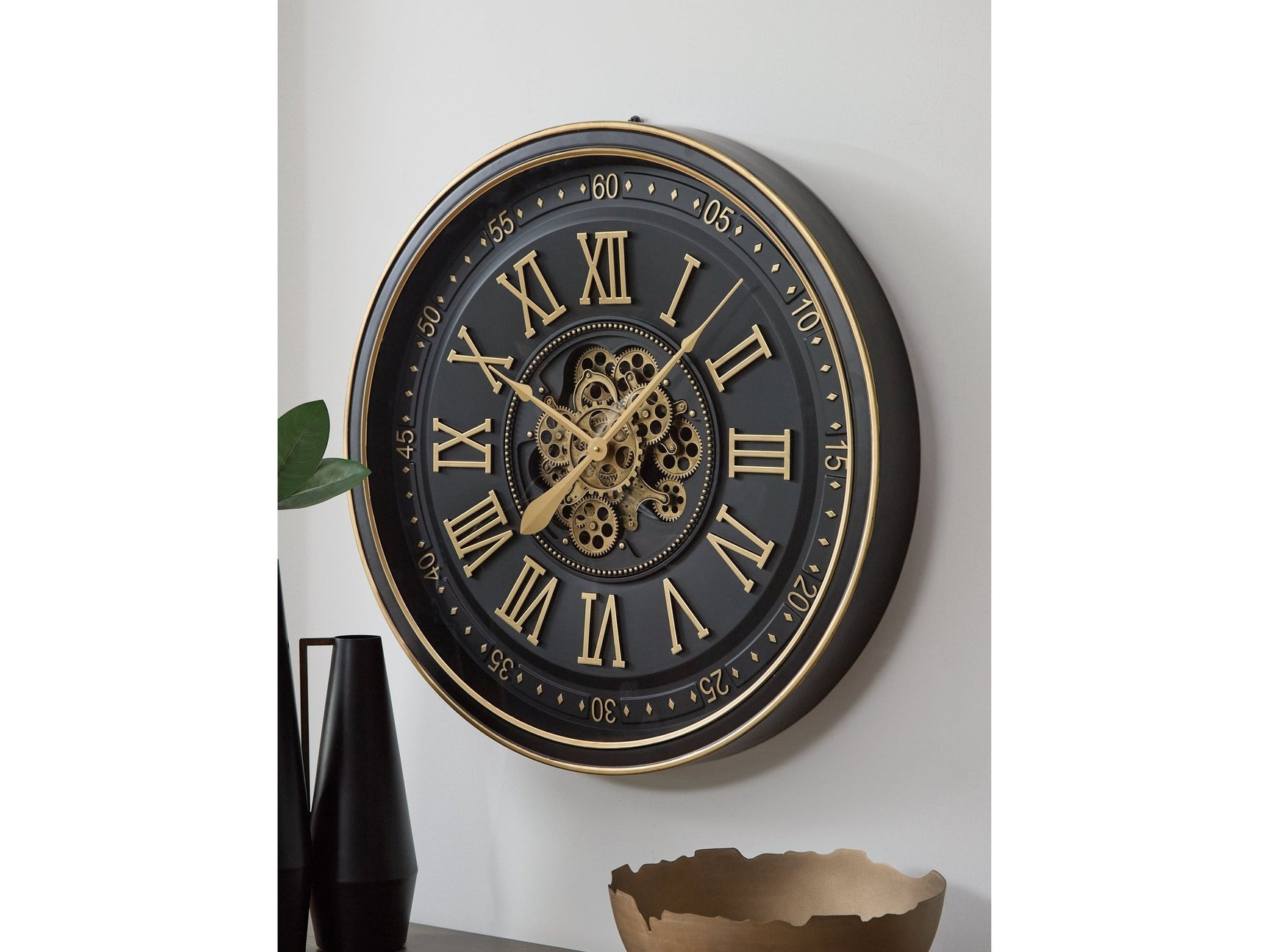 Dairton Black/Gold Finish Wall Clock - Ornate Home