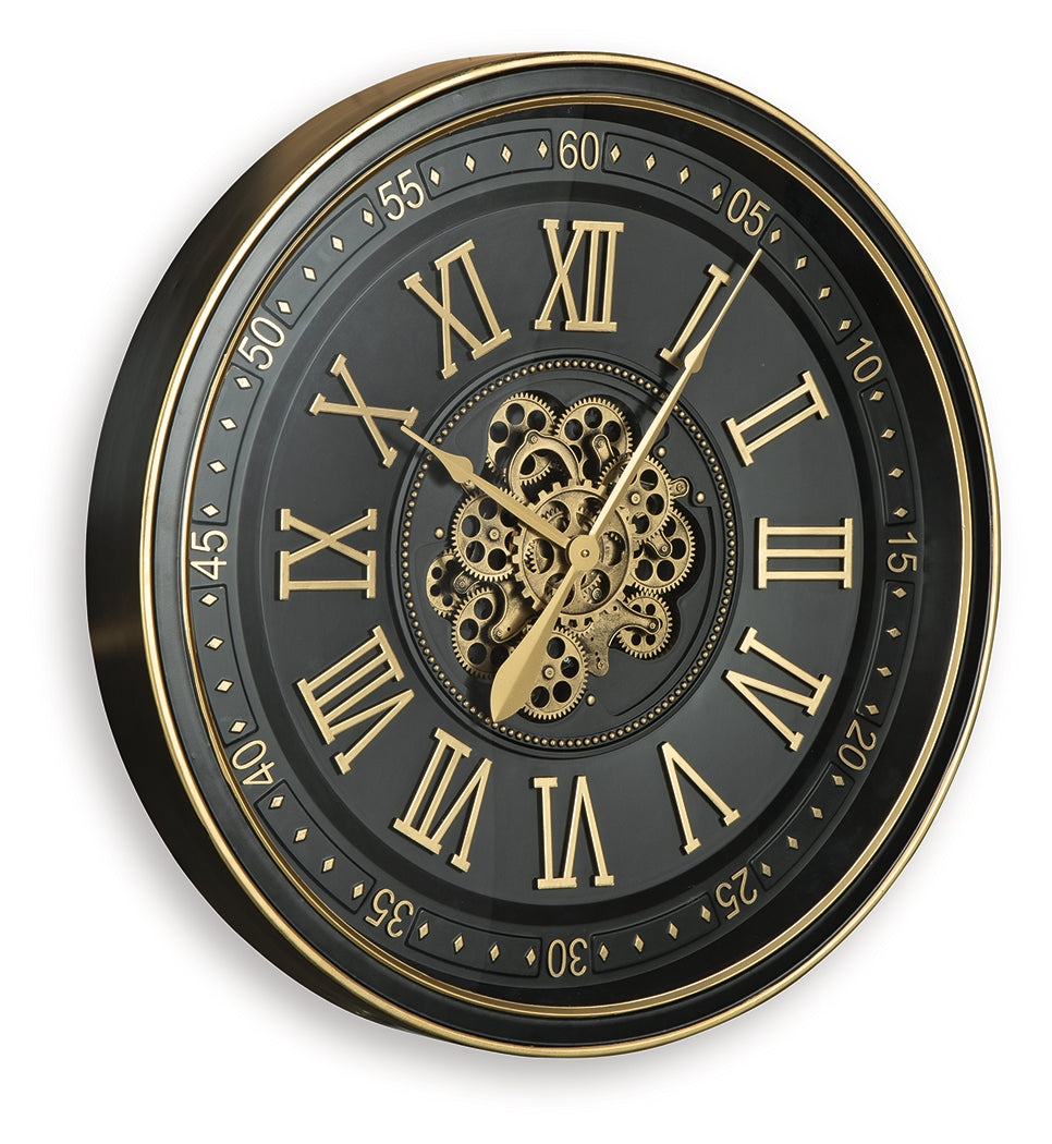 Dairton Black/Gold Finish Wall Clock - Ornate Home