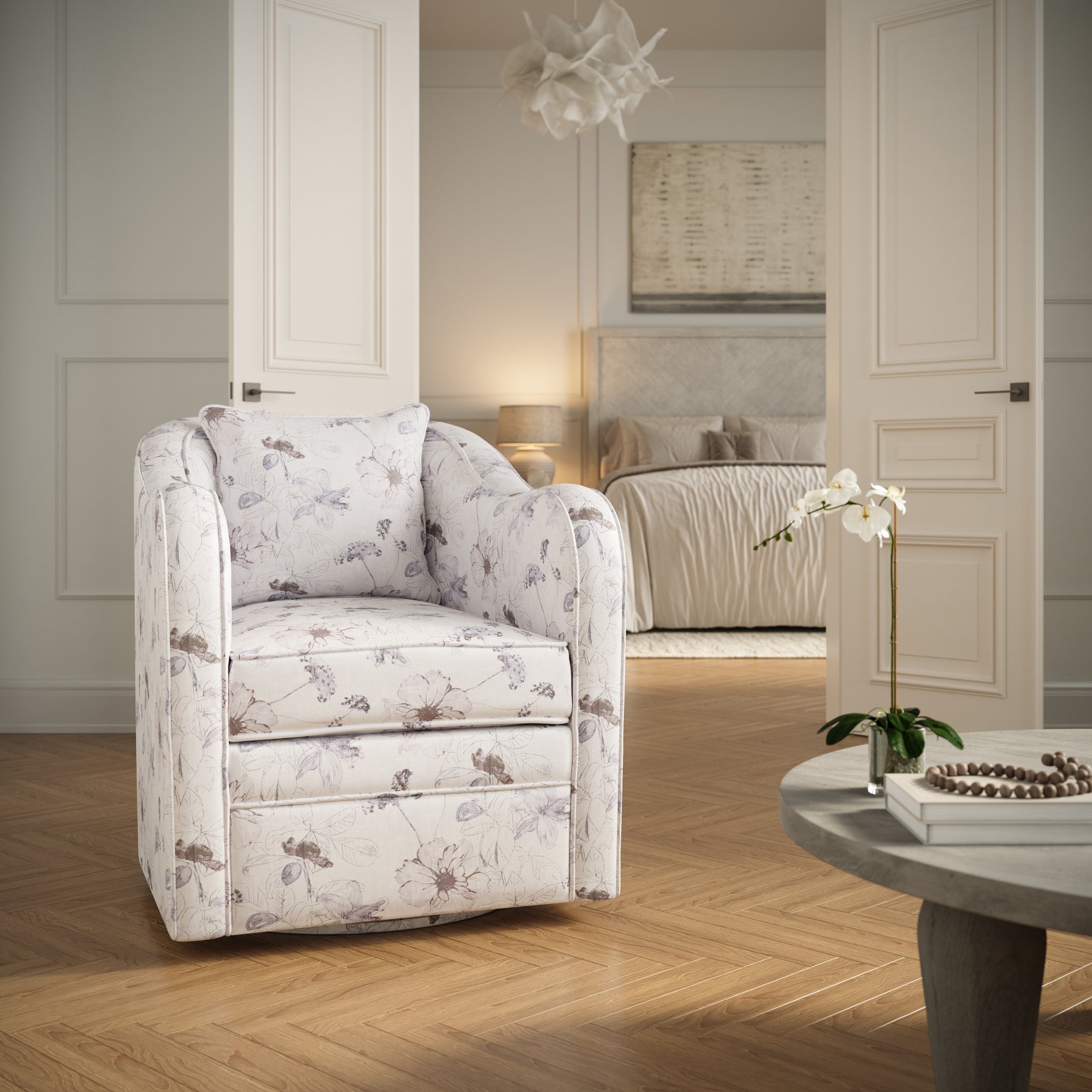 Daisy Multicolor Swivel Accent Chair - Ornate Home