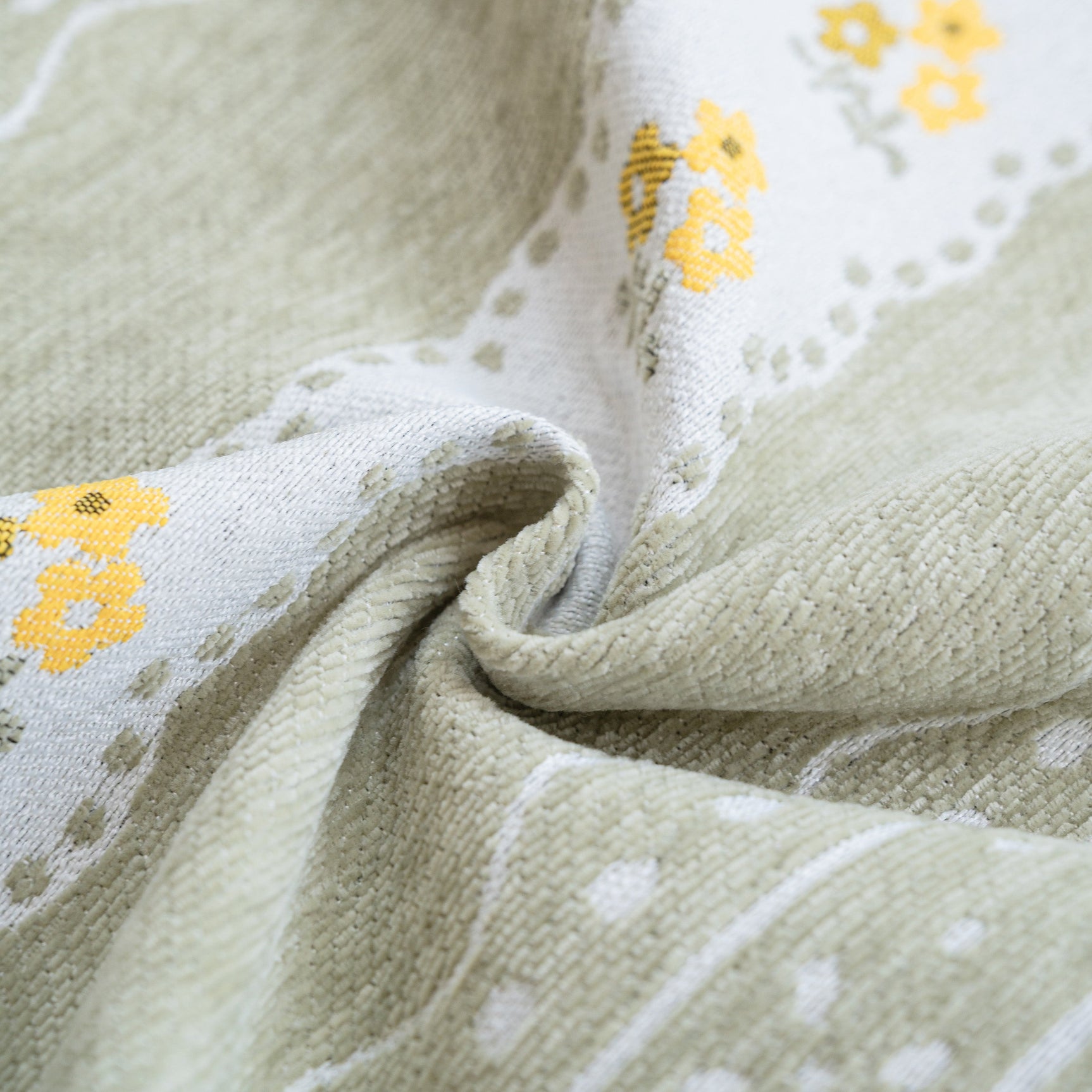 Daisy Striped Sofa Cover with Sheer Ruffle Skirt, Floral Soft Slipcover Blanket - Ornate Home