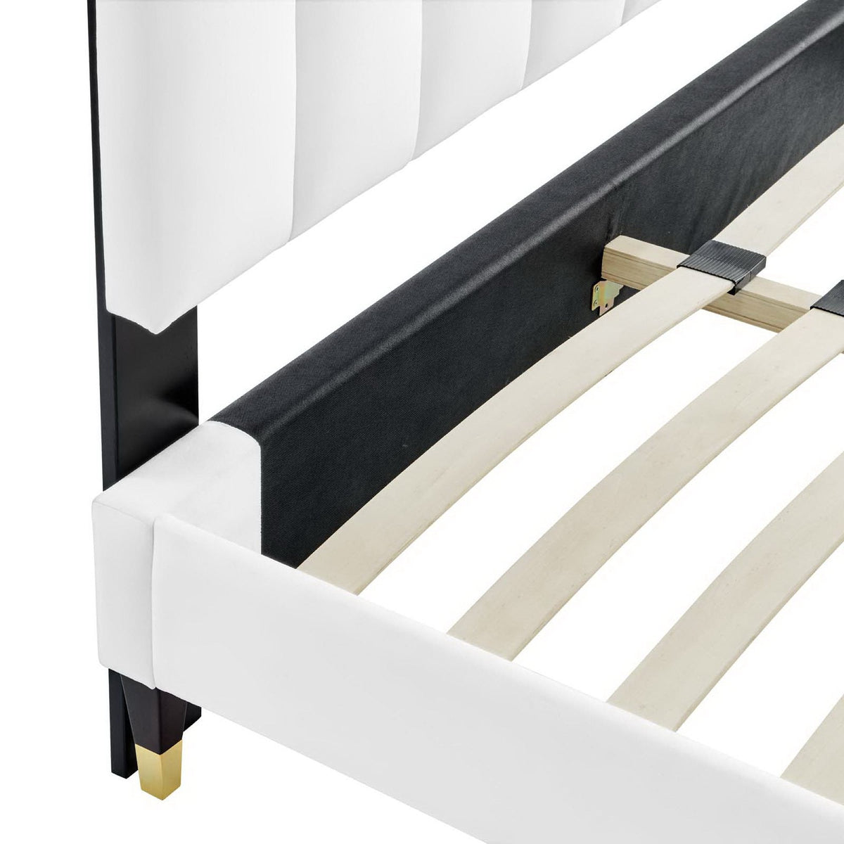 Daisy White Performance Velvet Queen Platform Bed - Ornate Home