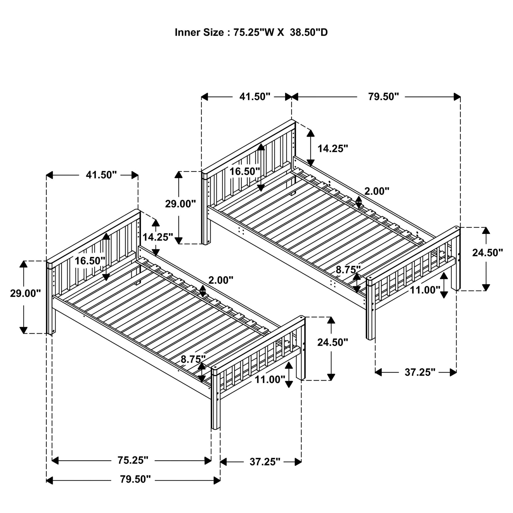 Dakota Natural Wood Twin Over Twin Bunk Bed - Ornate Home