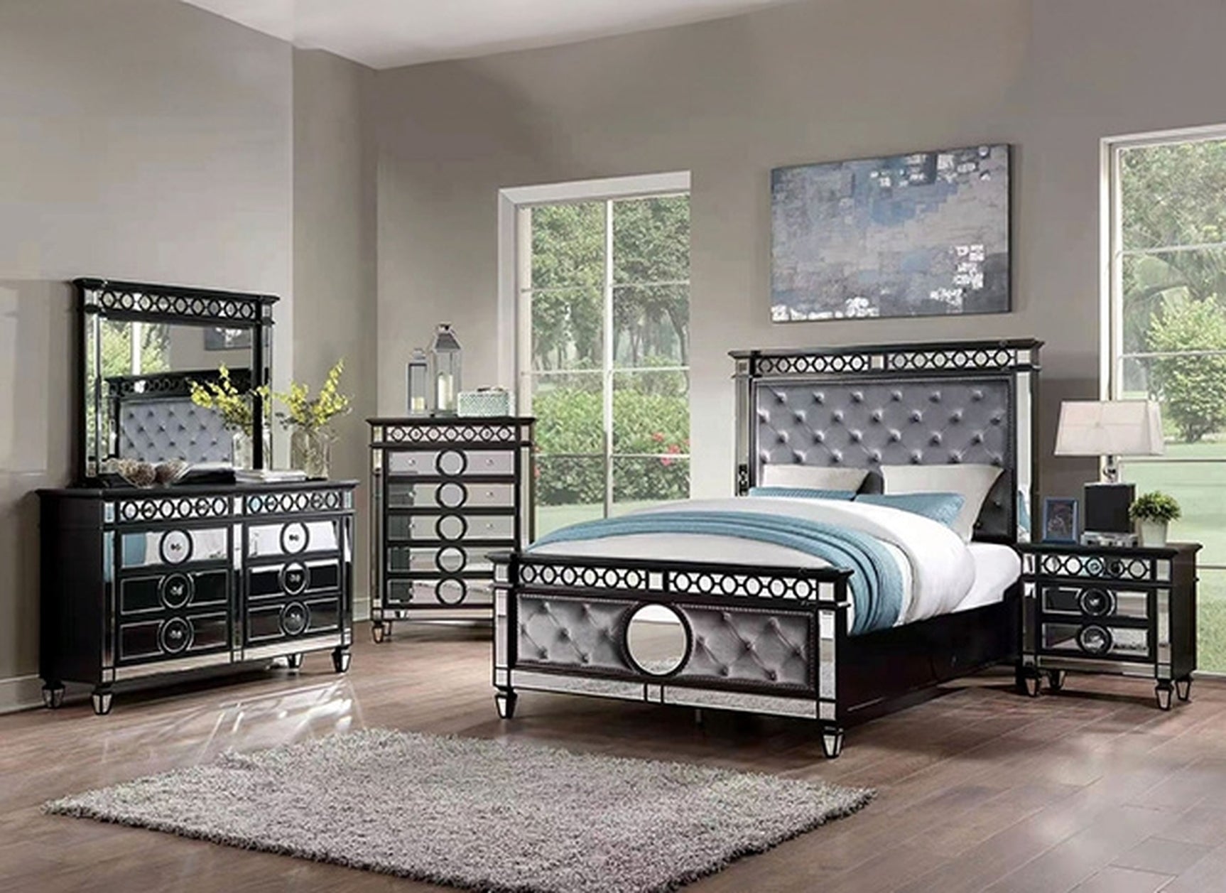 Dalia Black Nightstand - Ornate Home