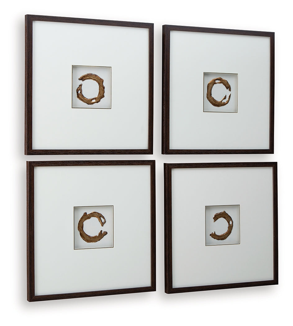 Dallbourne White/Gold Wall Art Set (Set of 4) - Ornate Home