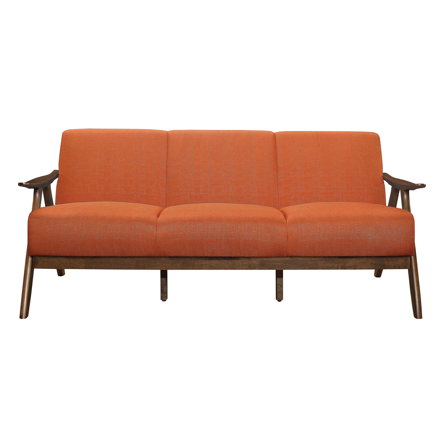 Damala Walnut / Orange Sofa & Loveseat - Ornate Home