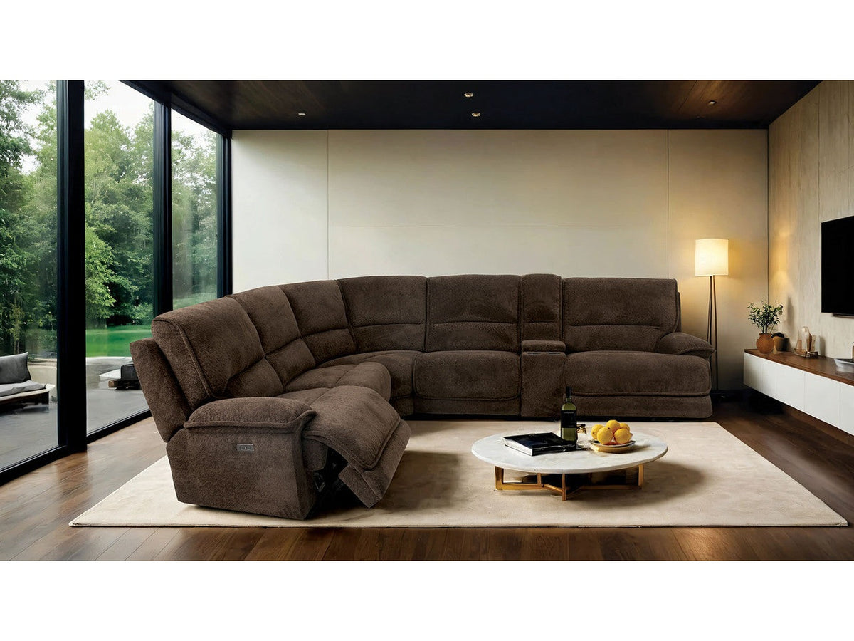 Furniture of America Damasus Java Power Sectional | Ornate Home