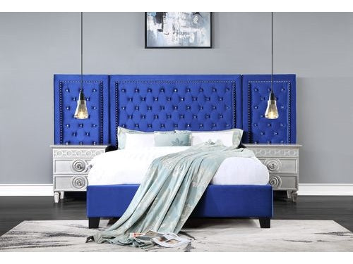 Damazy Blue Eastern King Bed - Ornate Home