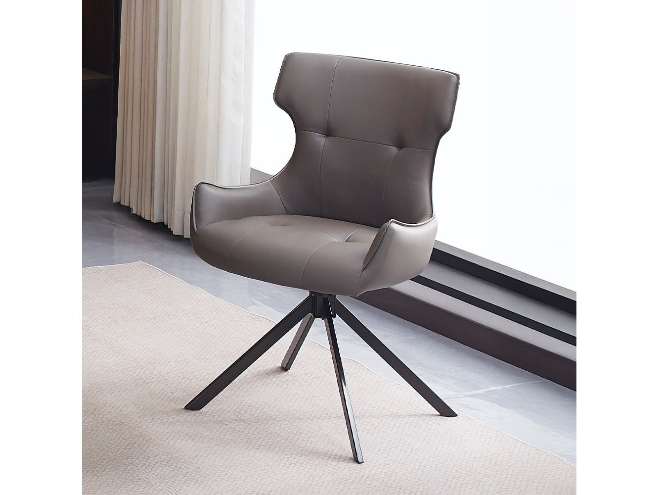 Damita Camel/Black Swivel Side Chair (Set of 2) - Ornate Home