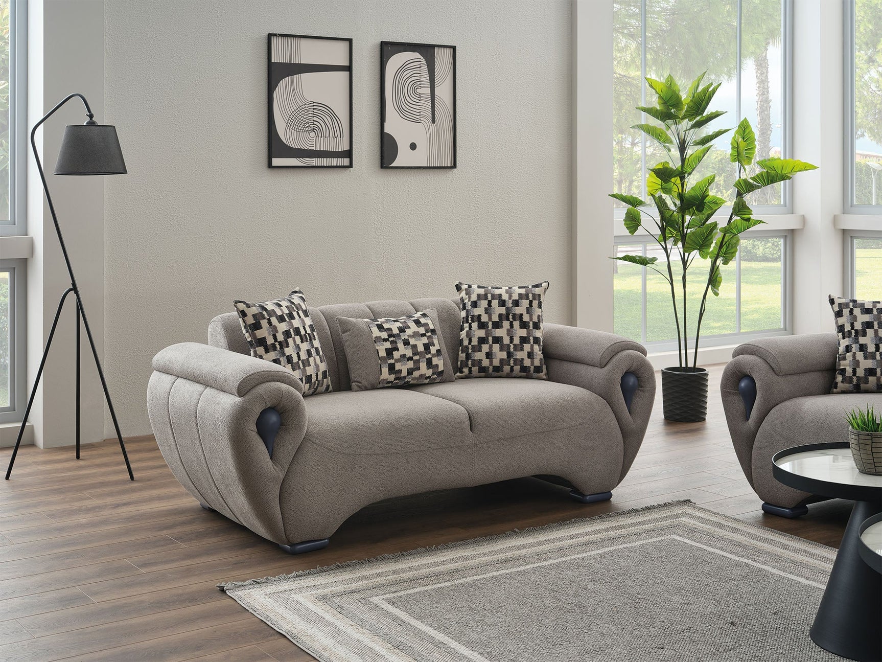 Damla Cream 3-pieces (Sofa & Loveseat & Chair) Living Room Set