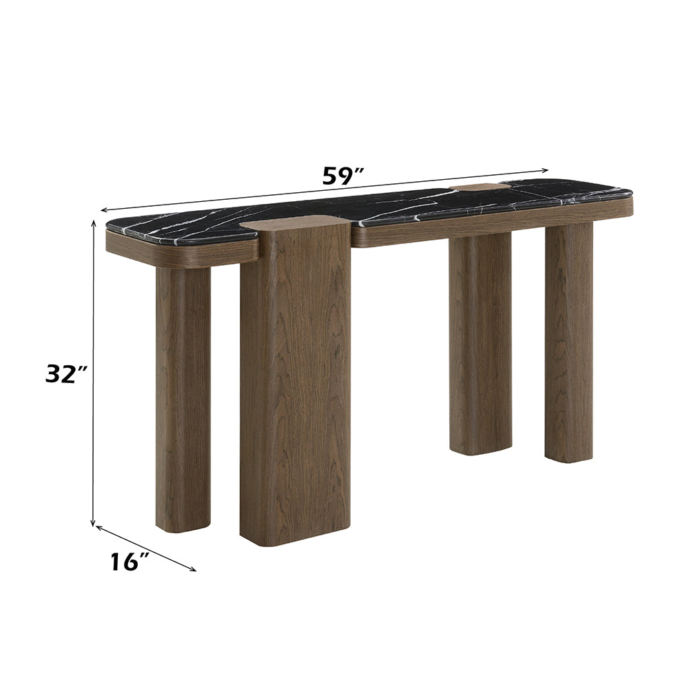 Dana Faux Marble Top/Black/Dark Walnut Console Table - Ornate Home