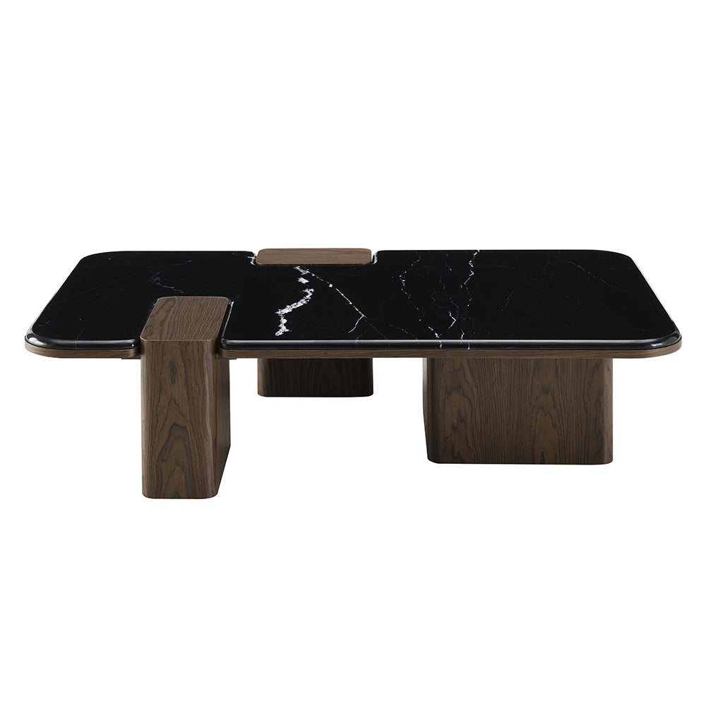 Dana Natural Marble Top/Dark Walnut Coffee Table - Ornate Home