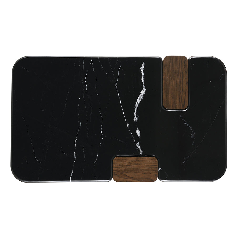 Dana Natural Marble Top/Dark Walnut Coffee Table - Ornate Home