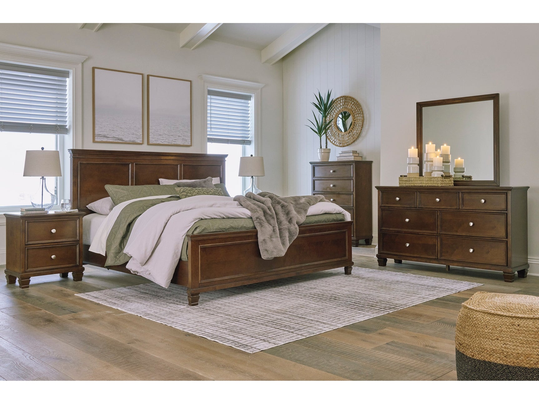 Danabrin Brown California King Panel 6-Piece Bedroom Set w/ 2 Nightstands - Ornate Home