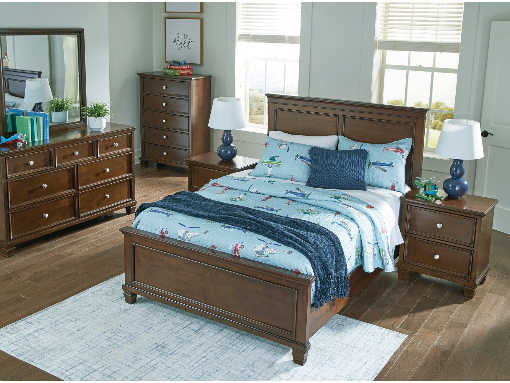 Danabrin Brown Full Panel 6-Piece Bedroom Set w/ 2 Nightstands (Online Special Price) - Ornate Home