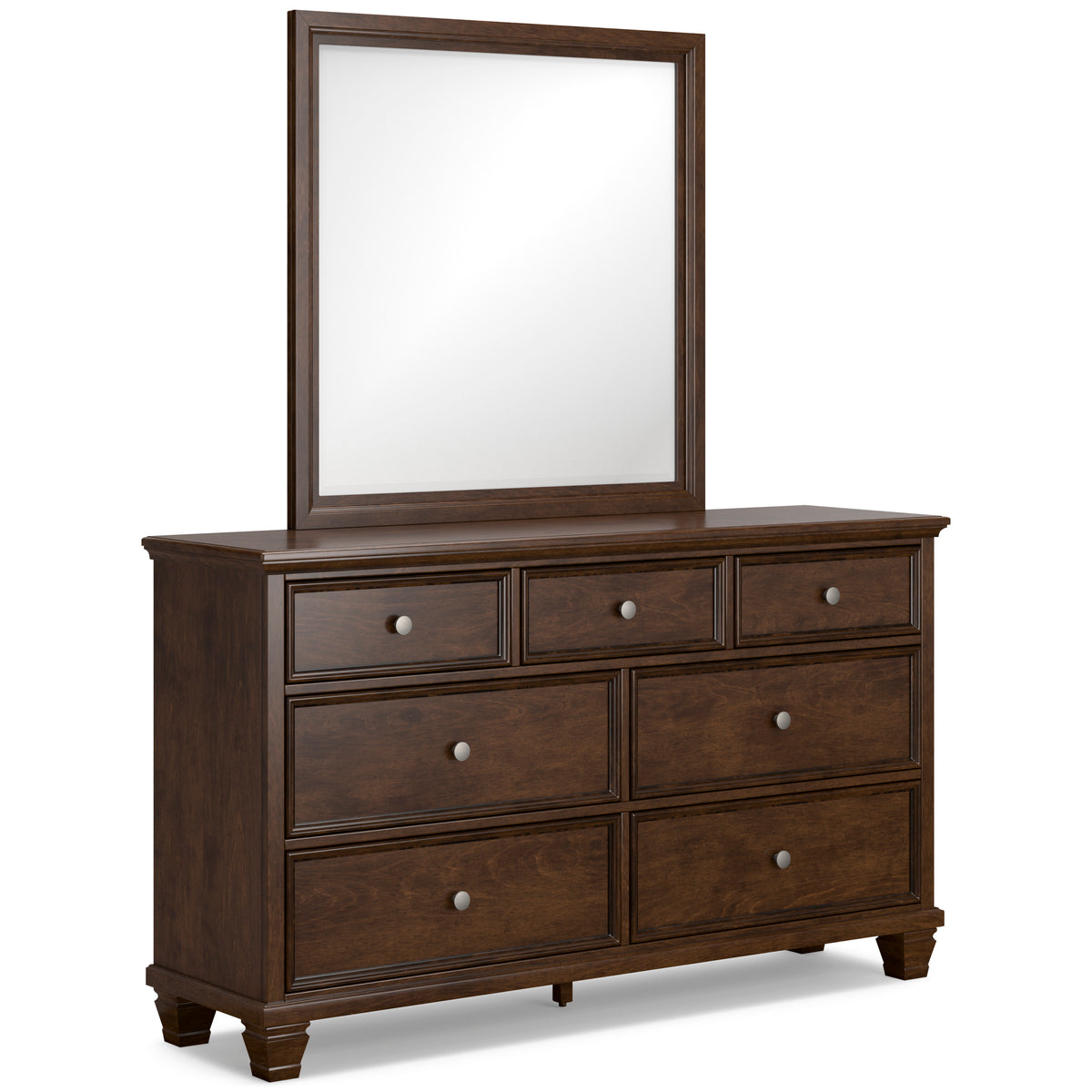 Danabrin Brown King Panel Bed & Dresser & Mirror & Nightstand - Ornate Home
