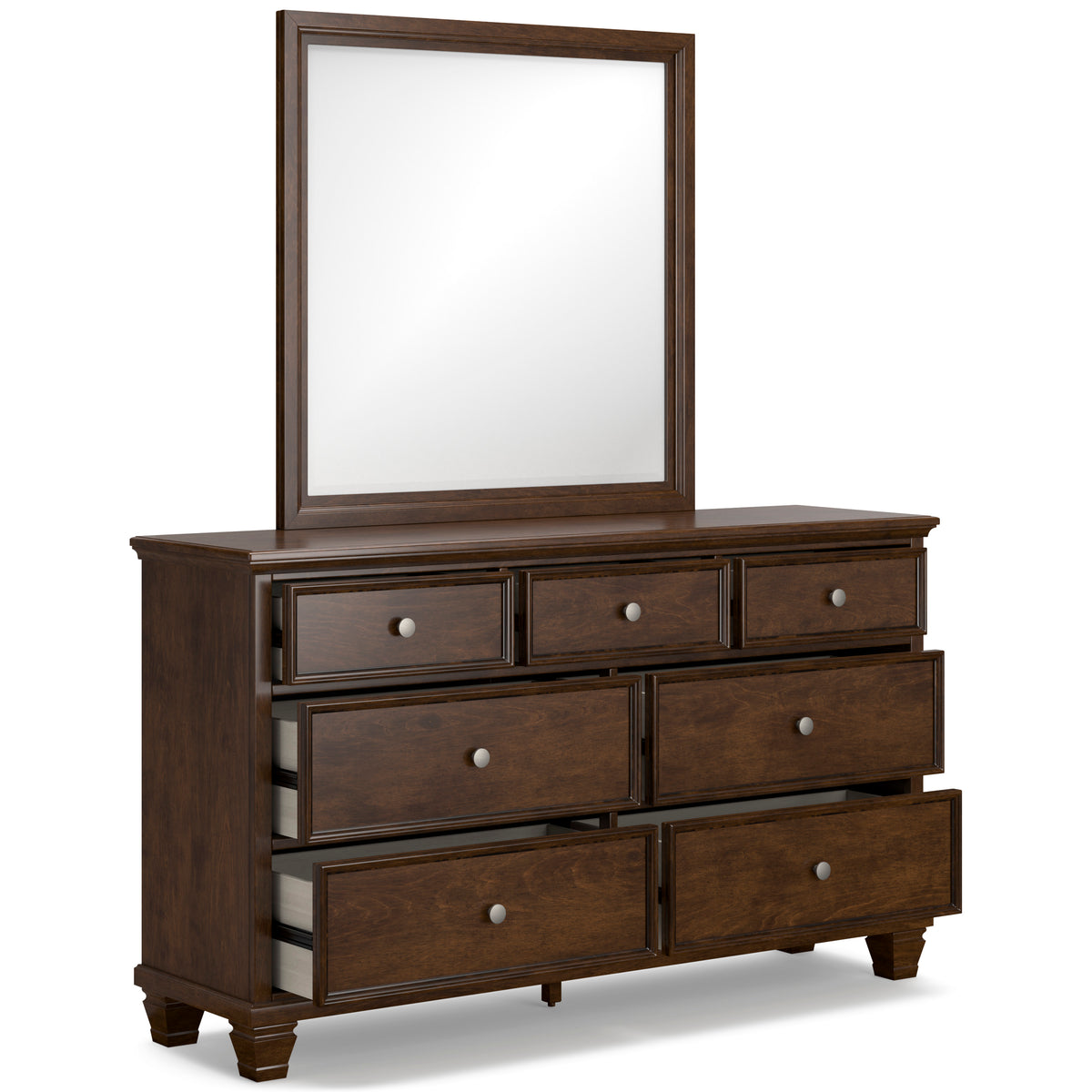 Danabrin Brown King Panel Bed & Dresser & Mirror & Nightstand - Ornate Home