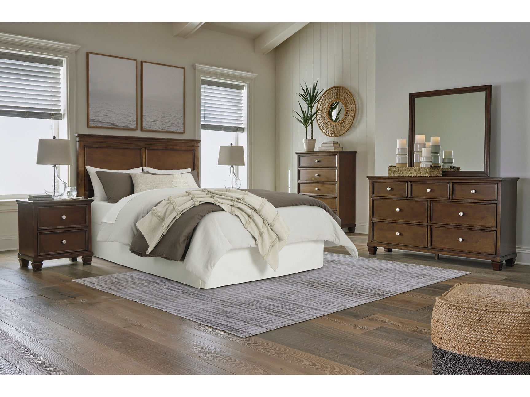 Danabrin Brown Queen Panel 5-Piece Bedroom Set w/ 2 Nightstands - Ornate Home