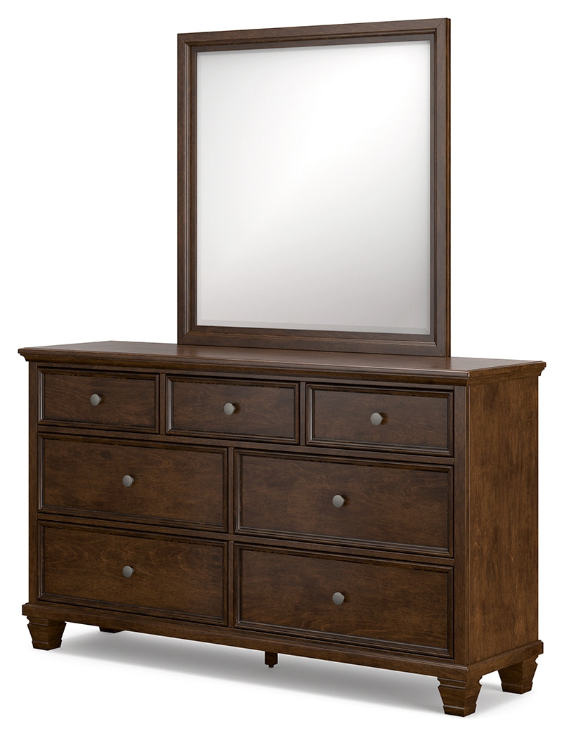 Danabrin Brown Queen Panel Bedroom Set with Dresser, Mirror and Nightstand - Ornate Home