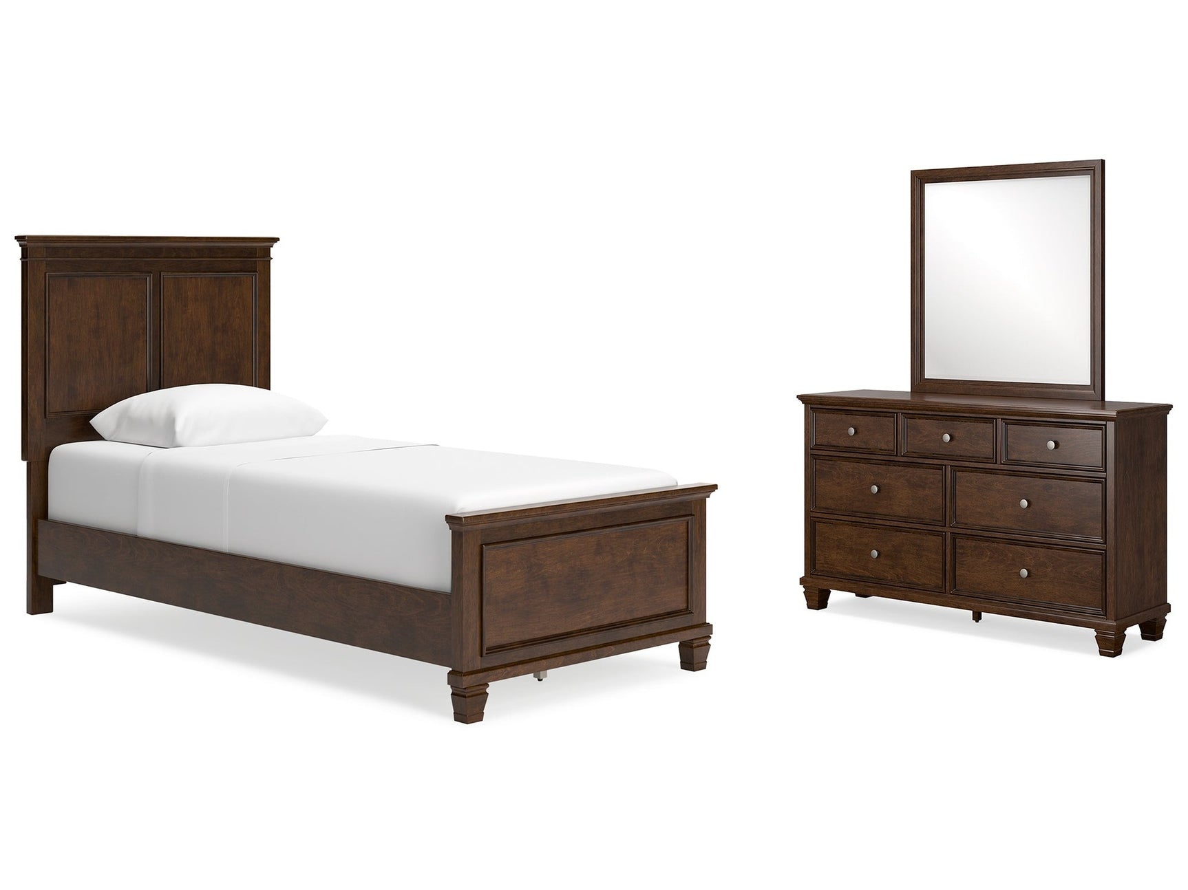 Danabrin Brown Twin Panel Bedroom Set with Dresser and Mirror - Ornate Home