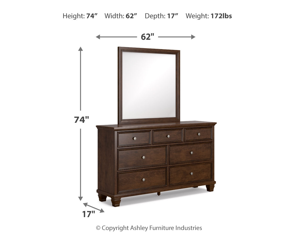 Danabrin Brown Twin Panel Bedroom Set with Dresser and Mirror - Ornate Home