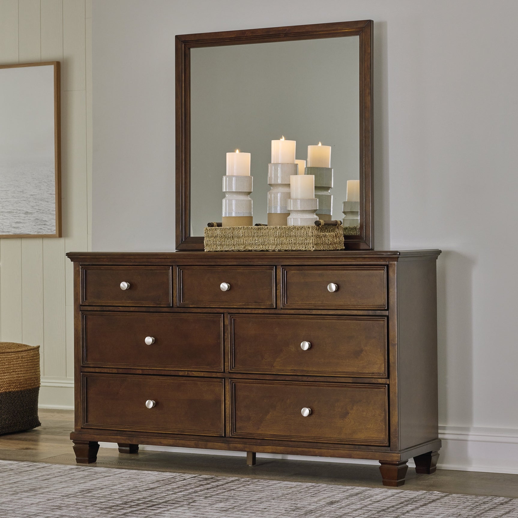 Danabrin Brown Twin Panel Bedroom Set with Dresser and Mirror - Ornate Home