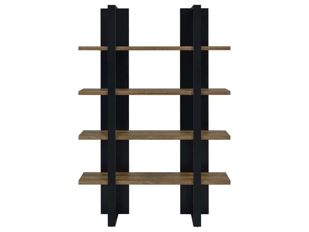 Danbrook Aged Walnut & Black Bookcase w/ Full-length Shelves - Ornate Home